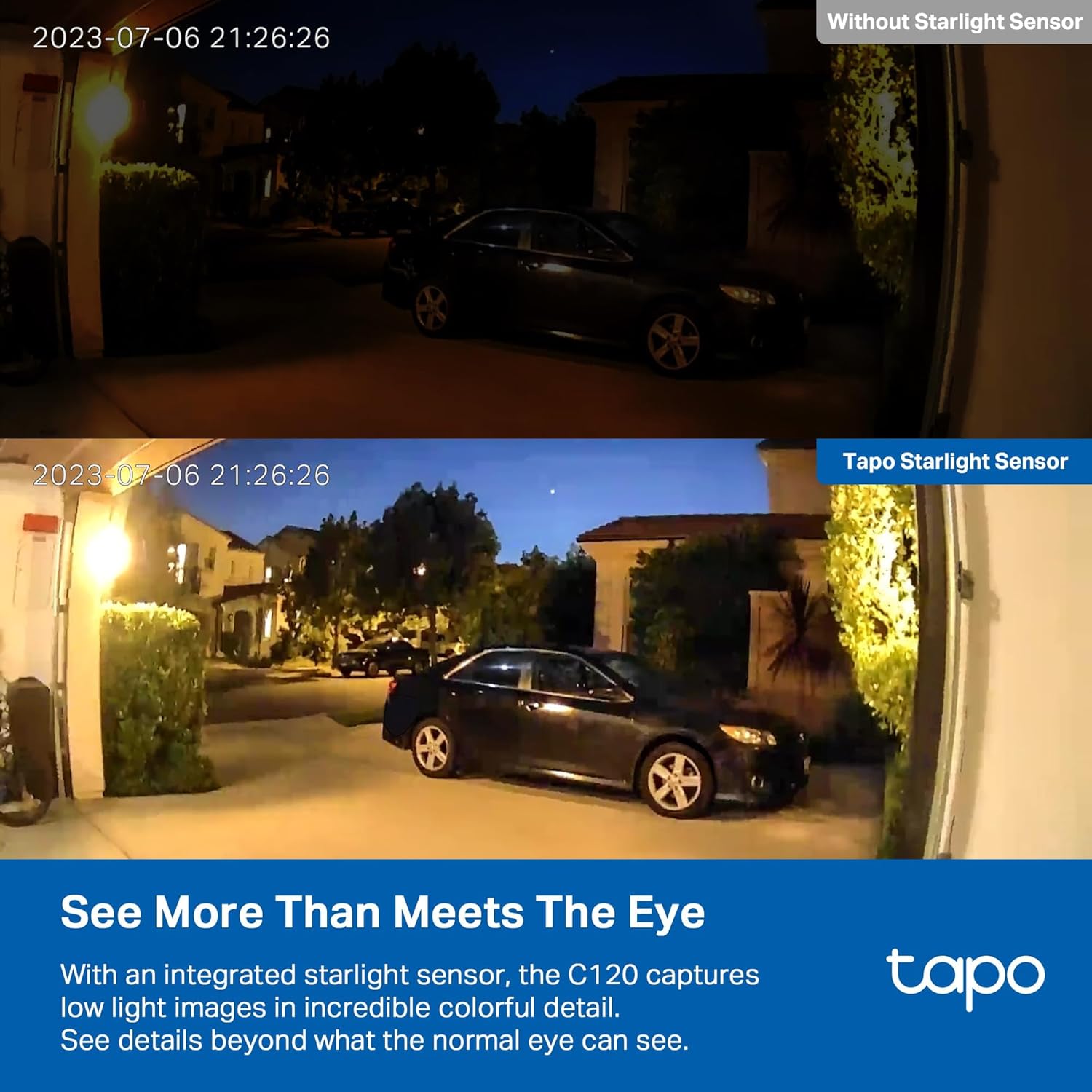 TP-Link Tapo – Cámara de seguridad QHD 2K, interiorexterior, modo IR invisible, almacenamiento SD (Tapo C120)