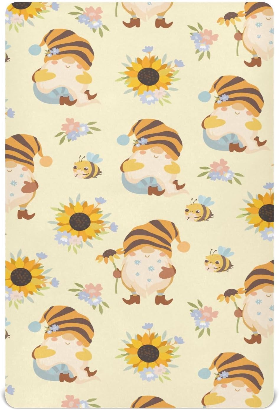 Sábanas bajeras ajustables para cuna, lindos gnomos, abejas, sábanas portátiles y elásticas para bebé niño, colchón de mini cuna transpirable y