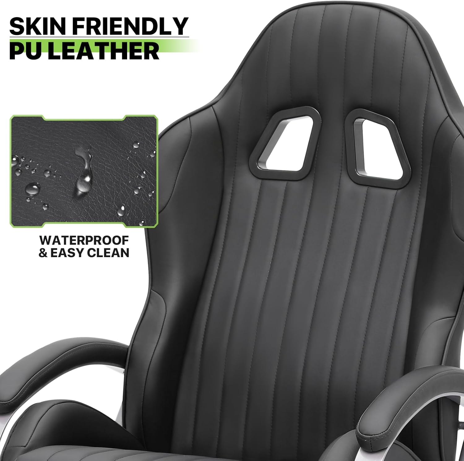 Magshion Silla reclinable estilo carreras con otomana, silla tapizada para videojuegos con respaldo ajustable, silla reclinable giratoria con