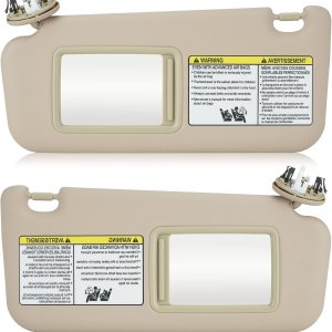 Visera solar izquierda y derecha con luz de tocador para Toyota RAV4 2006-2013, lado del conductor y pasajero, repuesto beige 74320-42501-B2 Visera solar izquierda y derecha con luz de tocador para Toyota RAV4 2006-2013, lado del conductor y pasajero, repuesto beige 74320-42501-B2