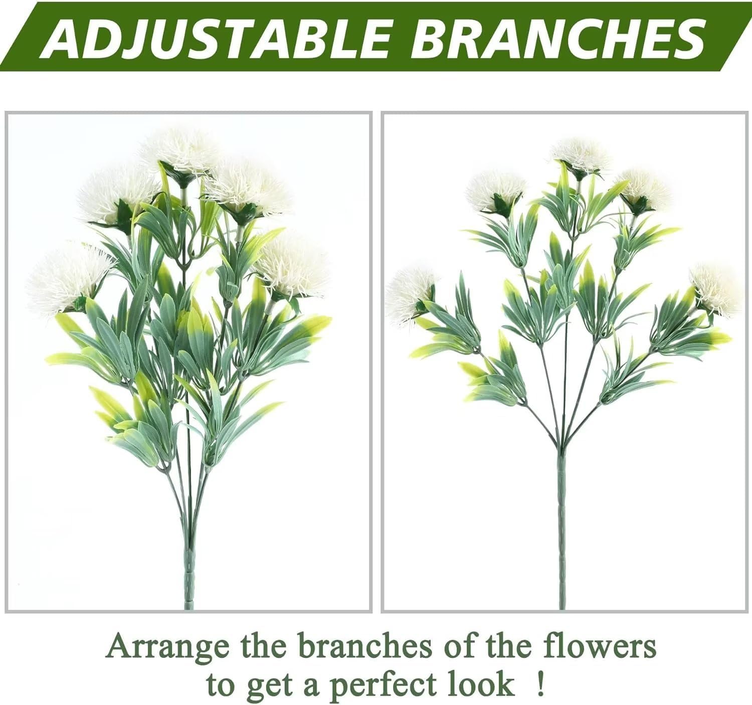 6 piezas de plantas artificiales artificiales, flores de plástico sintético, arbustos, plantas artificiales, resistentes a los rayos UV, para