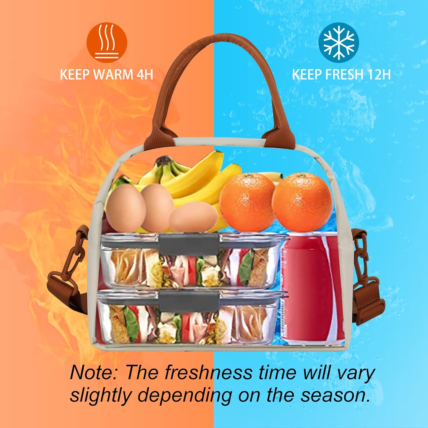 Lonchera para mujer, bolsa de almuerzo aislada grande, lonchera personalizada para niñas y adultos con correas ajustables para el hombro, bolsa de