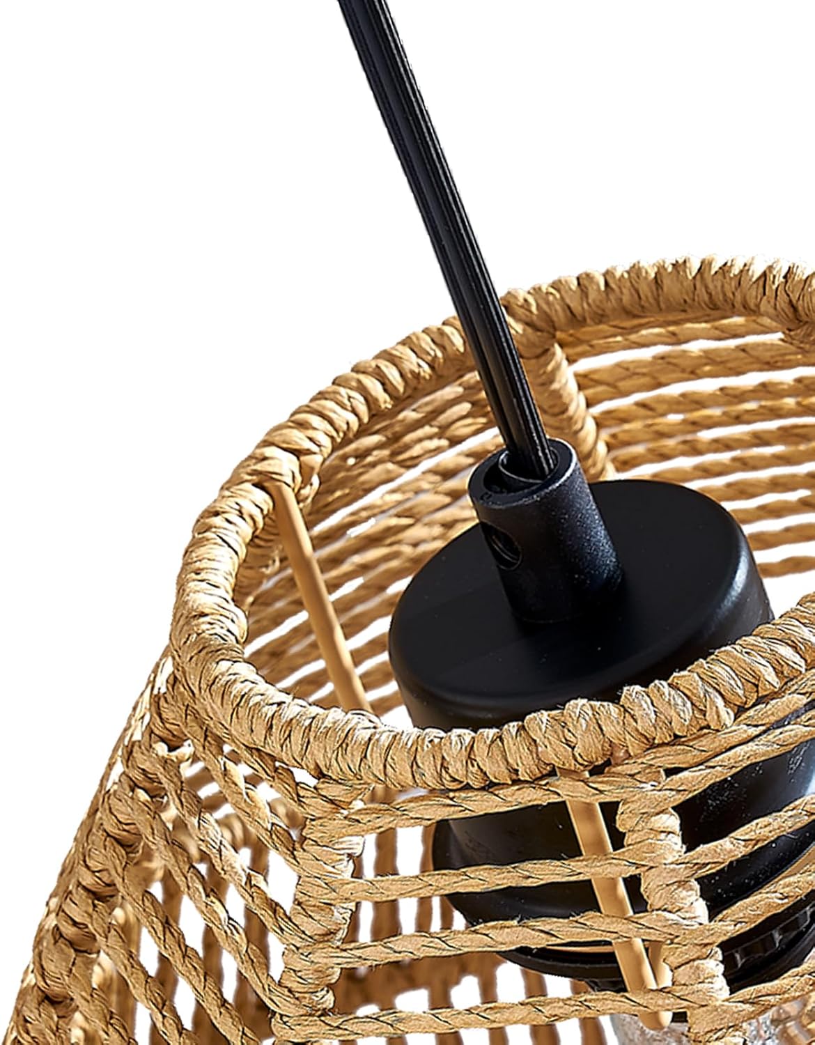 Maxax Lámpara de pie de ratán para sala de estar de 65 pulgadas, lámpara de pie de arco de granja con pantalla de ratán tejida más grande, lámparas