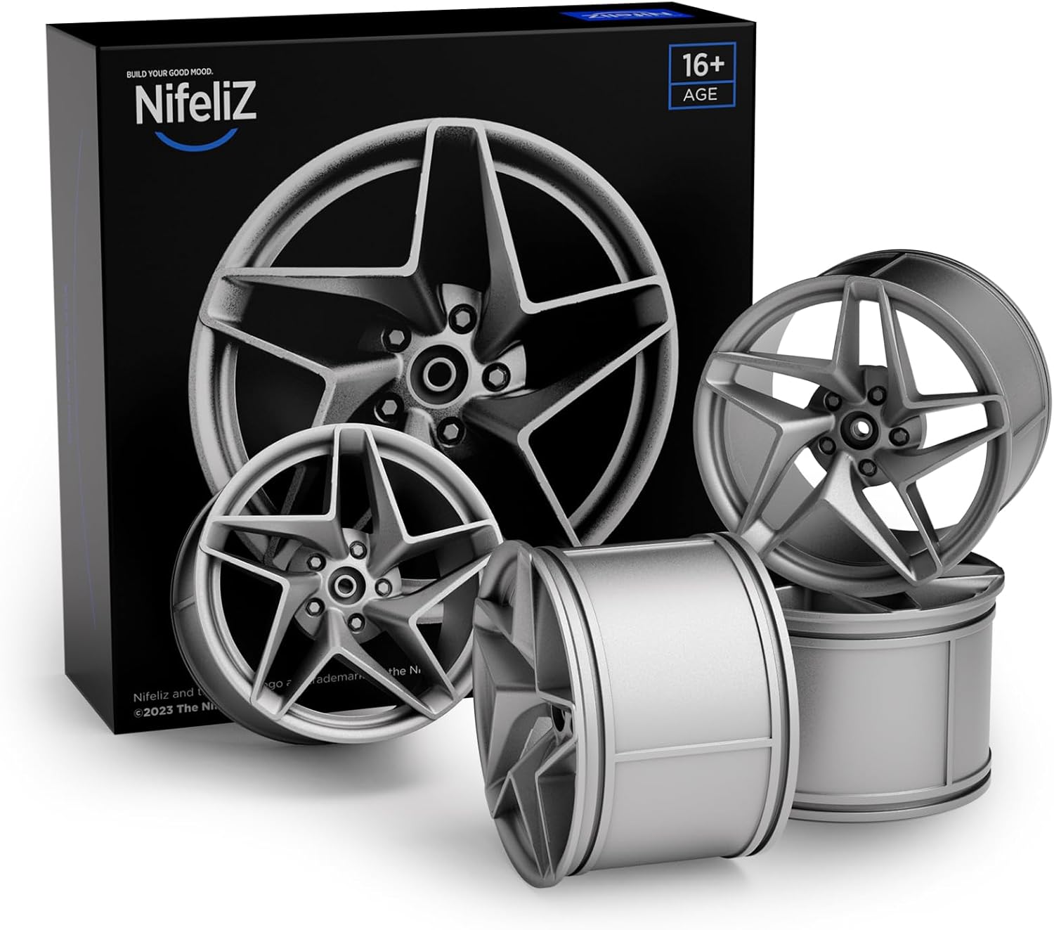 Nifeliz Tornado – Juego de 4 cubos de rueda pintados, elegantes cubos de rueda para kits de construcción de automóviles a escala 18