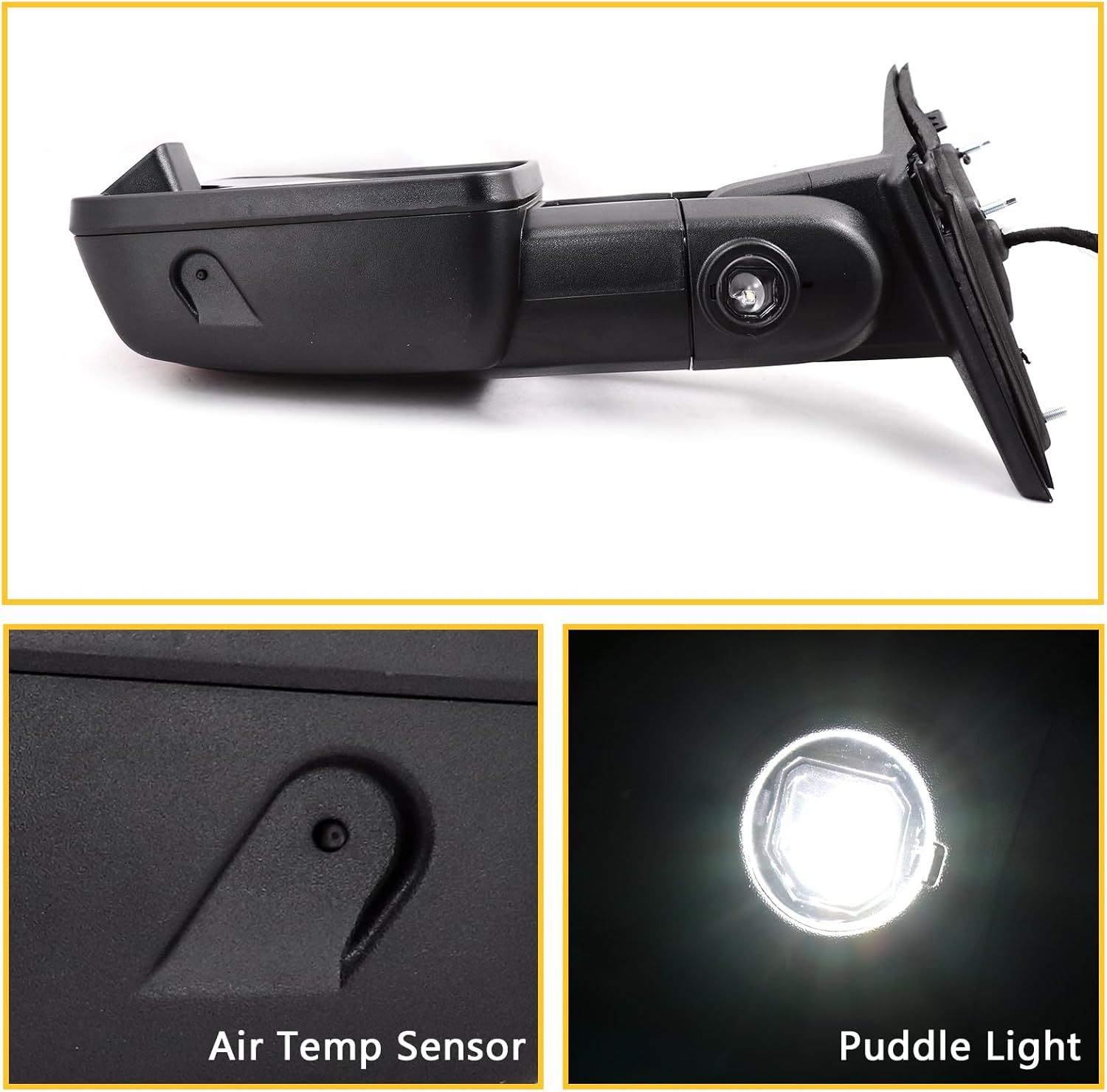 Sanooer – Espejos laterales para camioneta con direccional, calentamiento eléctrico del cristal, sensor de temperatura en la luz para el suelo y