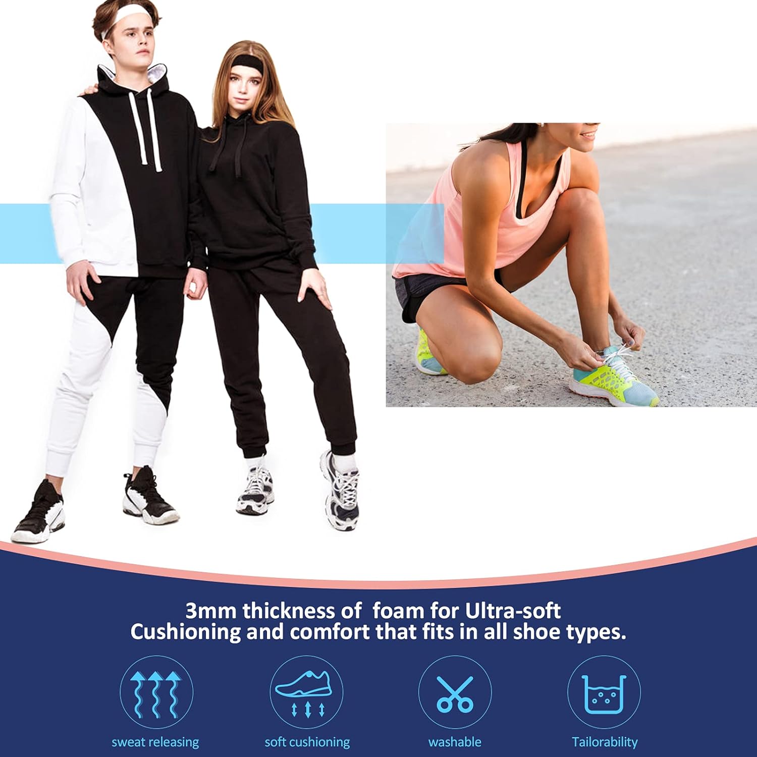 3 pares de plantillas transpirables para zapatos, almohadillas ultra suaves, plantillas cómodas para caminar, plantillas perforadas de espuma de