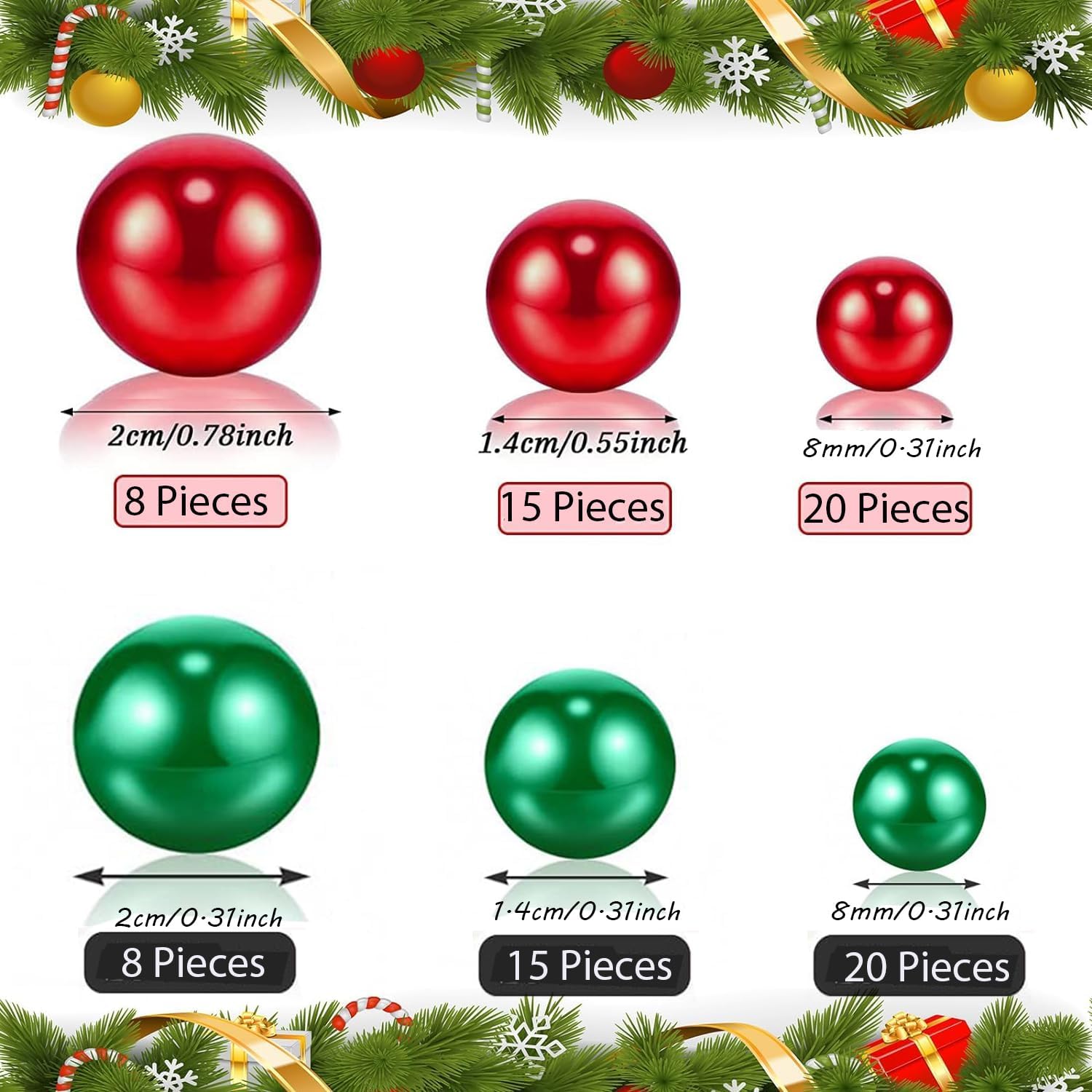 10126 piezas de decoración de jarrones de Navidad para velas flotantes, perlas de imitación, guirnalda de perlas para jarrones, centro de mesa de
