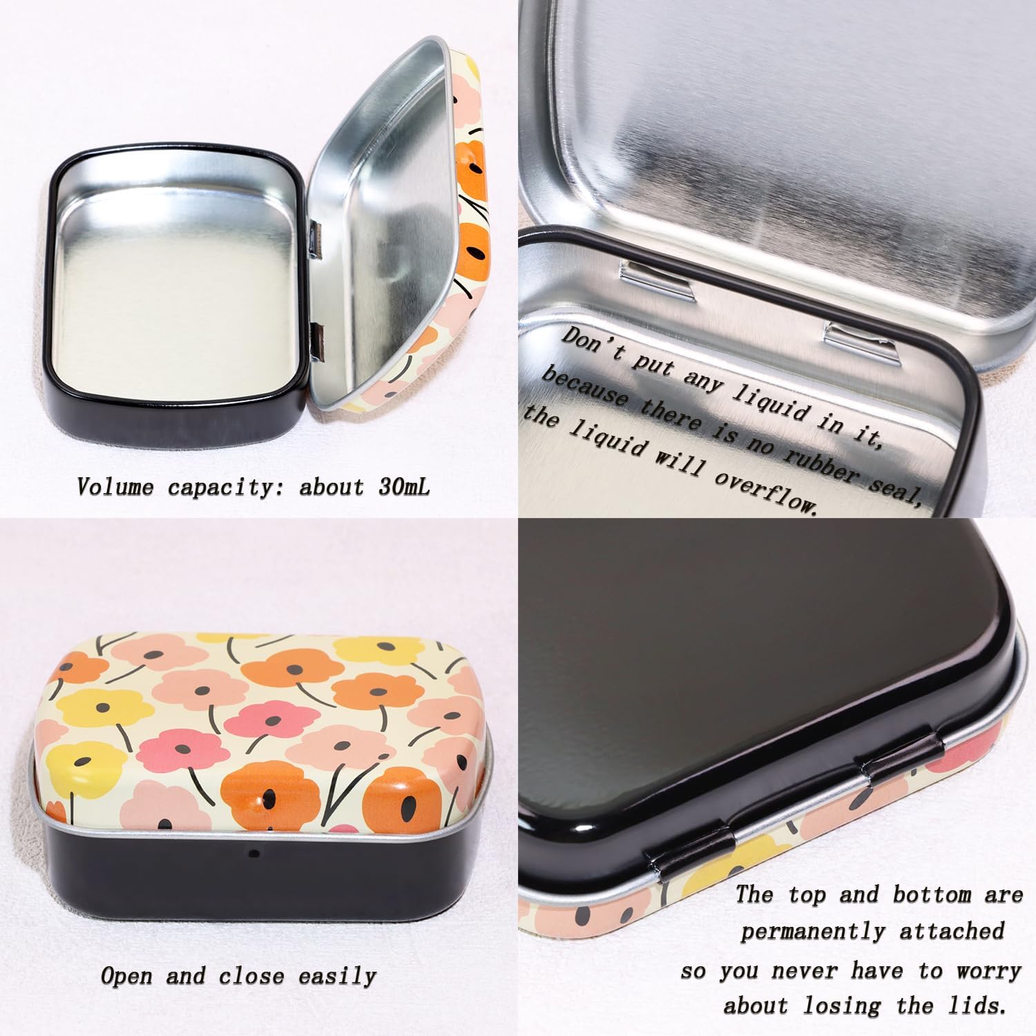 Pequeña caja de almacenamiento portátil de metal, mini paleta rectangular vacía de acuarela de viaje, latas con bisagras con tapa para dibujar,