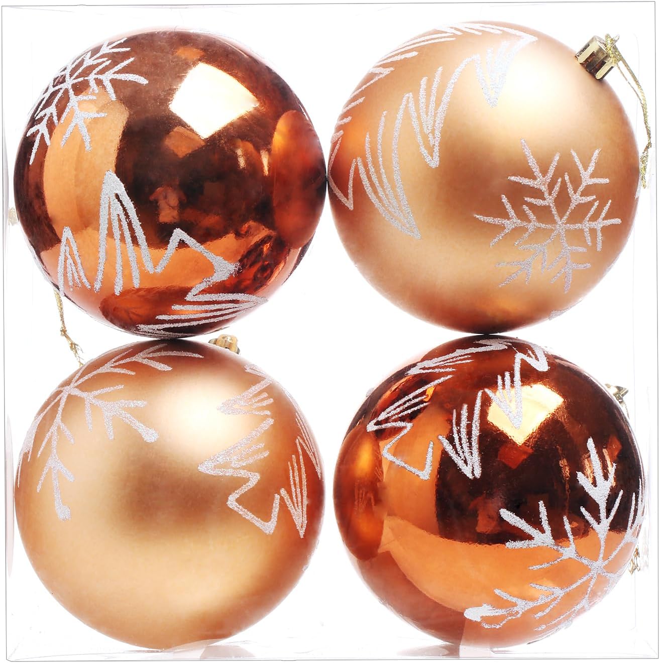 Esferas de adorno de Navidad, bolas de pintura extra grandes, juego de 4 pulgadas para colgar en el árbol (bronce)