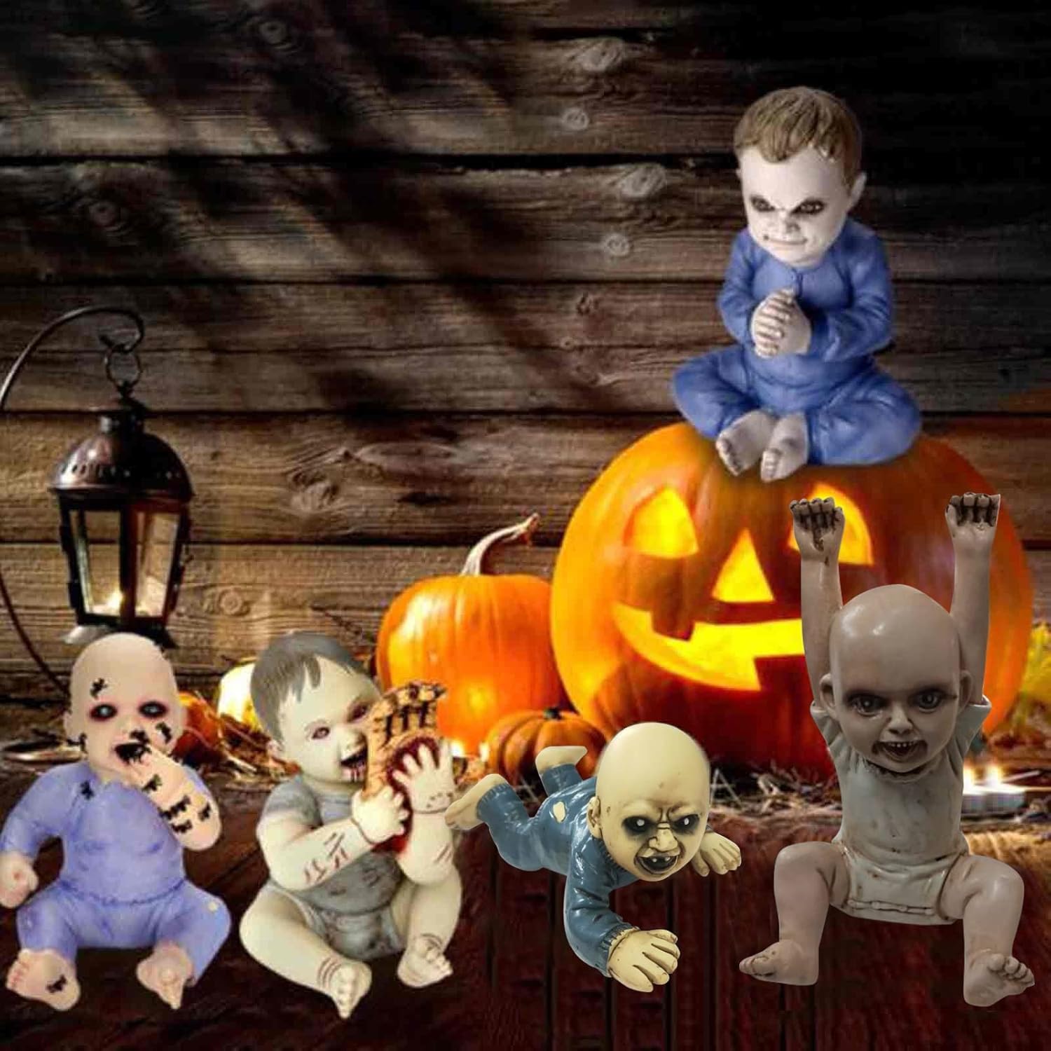 Decoraciones de Halloween muñeca espeluznante, muñecas de miedo, muñeco de bebé zombi fantasma aterrador, decoración de casa embrujada de Halloween,