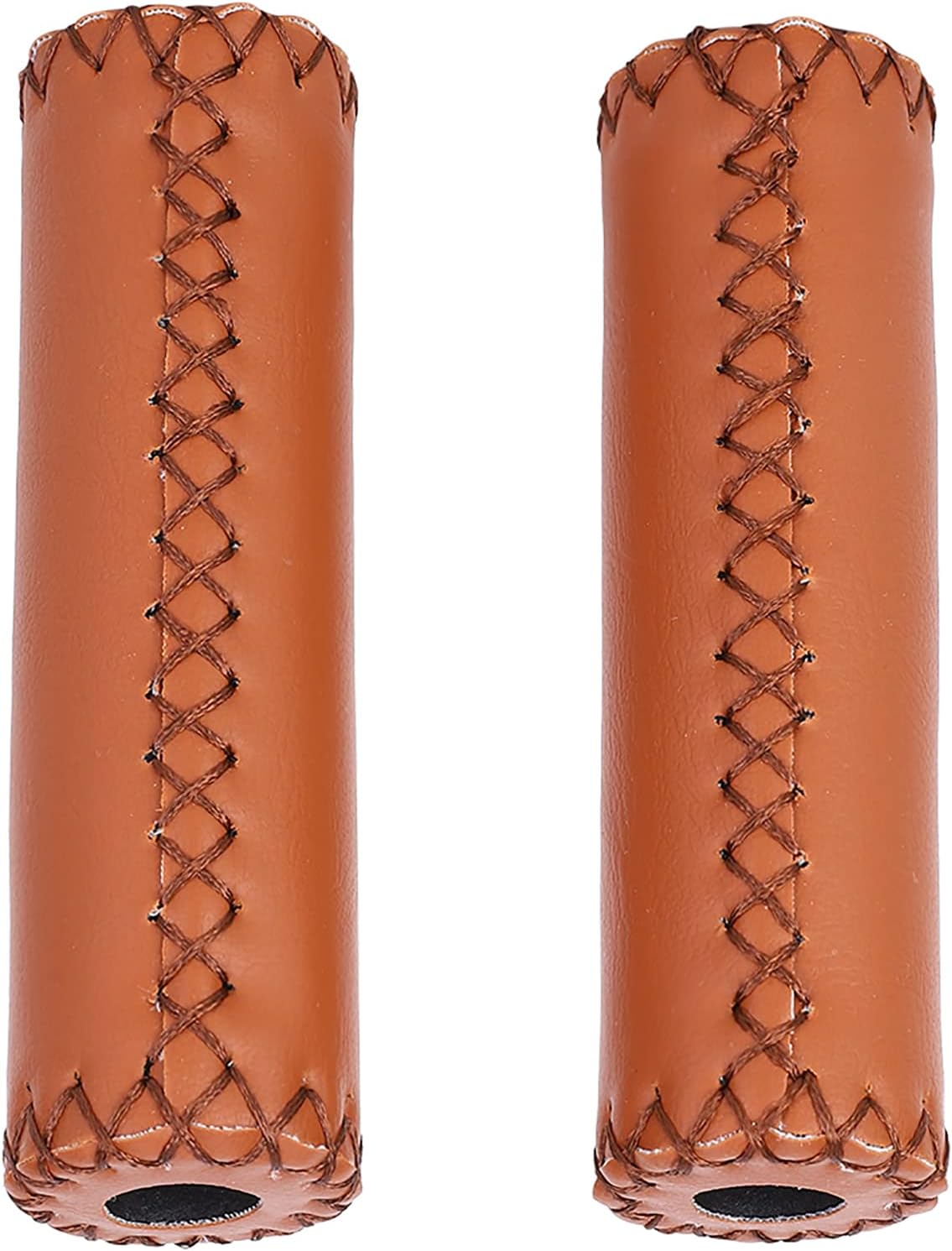 1 par de agarres de manillar de bicicleta de cuero artificial retro de tres colores con costura cosida a mano manija de bicicleta empuñaduras