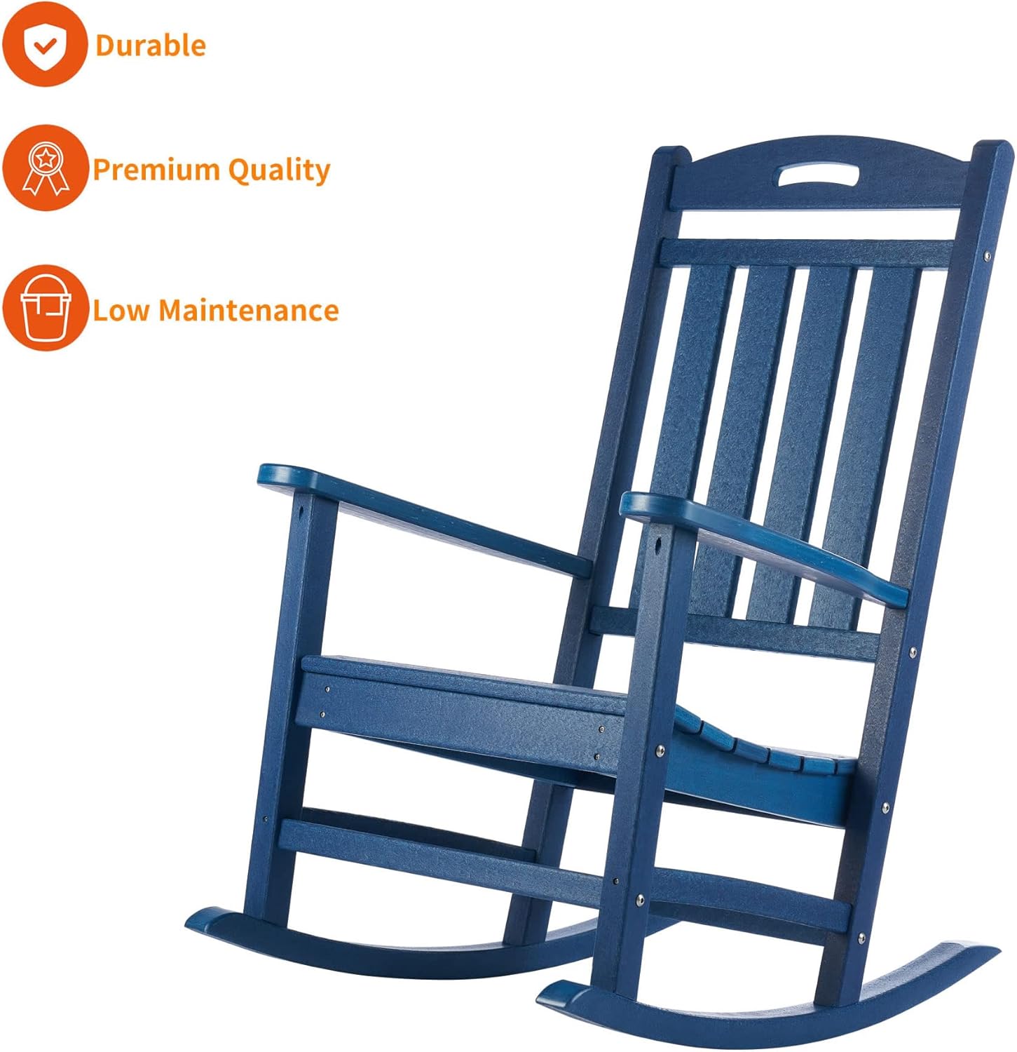 Mecedora para exteriores, resistente a todo tipo de clima, silla mecedora de madera de polietileno para exteriores, respaldo alto, sillas mecedoras