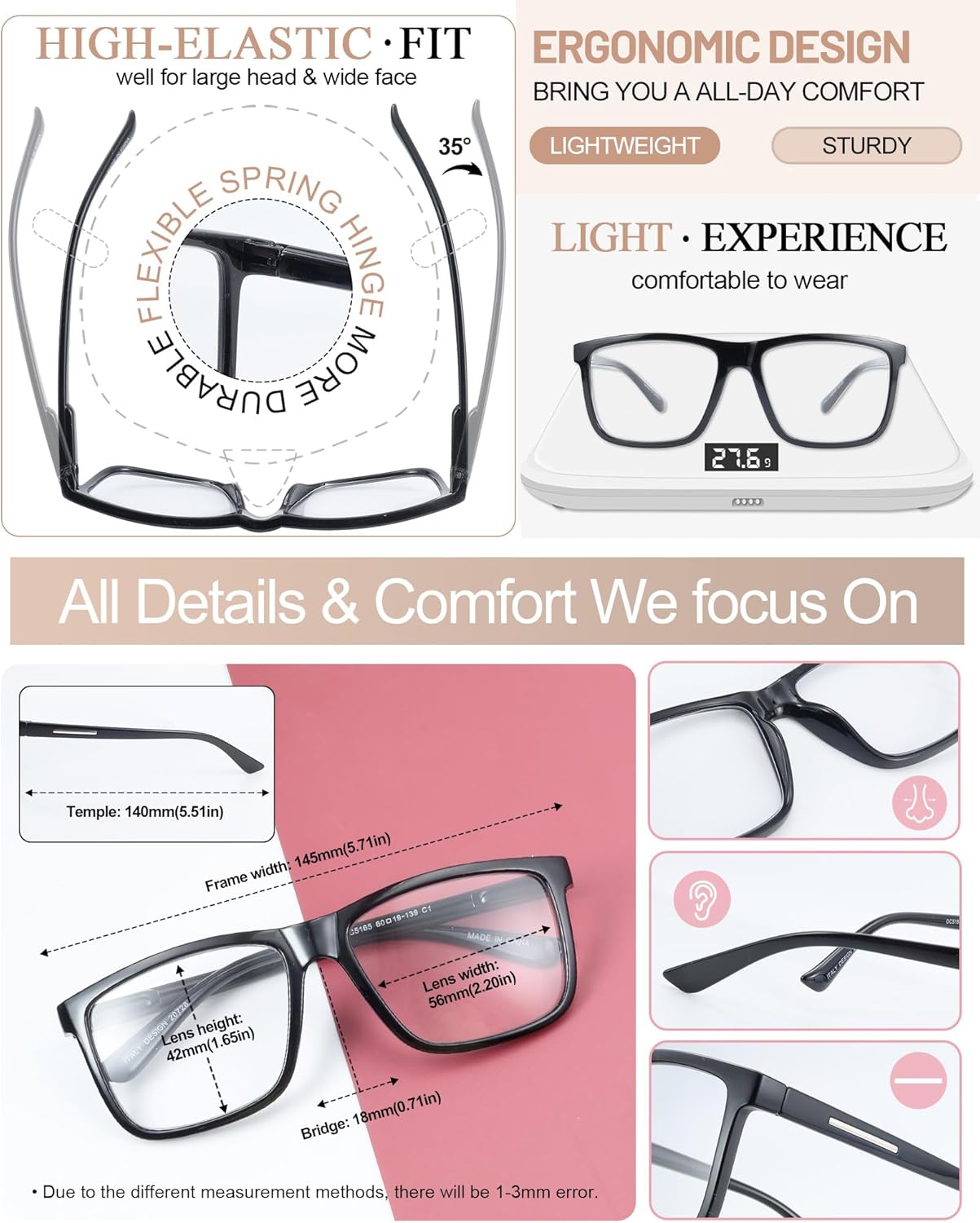MARE AZZURO Lentes de lectura con bloqueo de luz azul para hombres y lectores de computadora 1.0 1.25 1.5 1.75 2.0 2.25 2.5 2.75 3.0 3.5 4.0 5.0 6.0