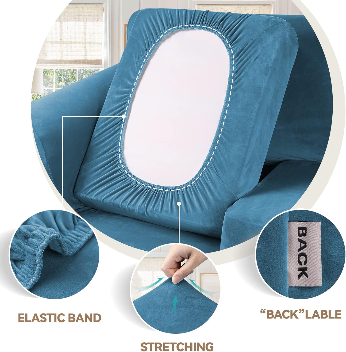 WEERRW Fundas de terciopelo para sofá de 2 cojines, fundas de sofá de felpa de terciopelo de alta elasticidad, 3 piezas con parte inferior elástica,