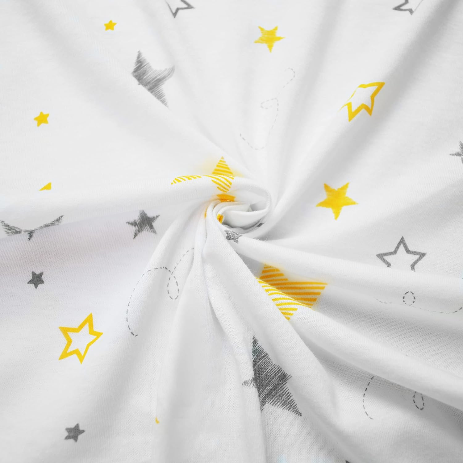 American Baby Company Sábana bajera ajustable para cuna de 28 x 52 pulgadas, suave, transpirable, neutro, 100% algodón, estrella amarilla dorada,