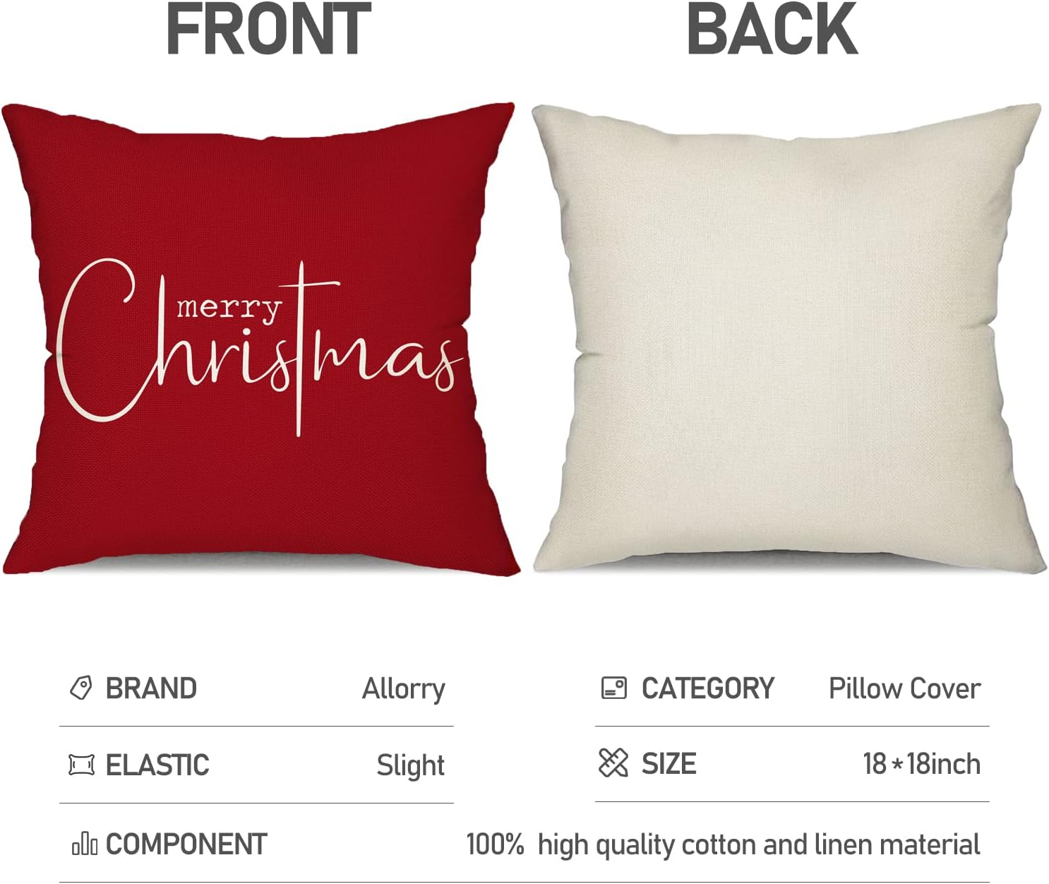 Fundas de almohada navideñas con texto en inglés Merry Christmas, decorativas, de tela de algodón, color rojo, de lino, funda de almohada para sofá,