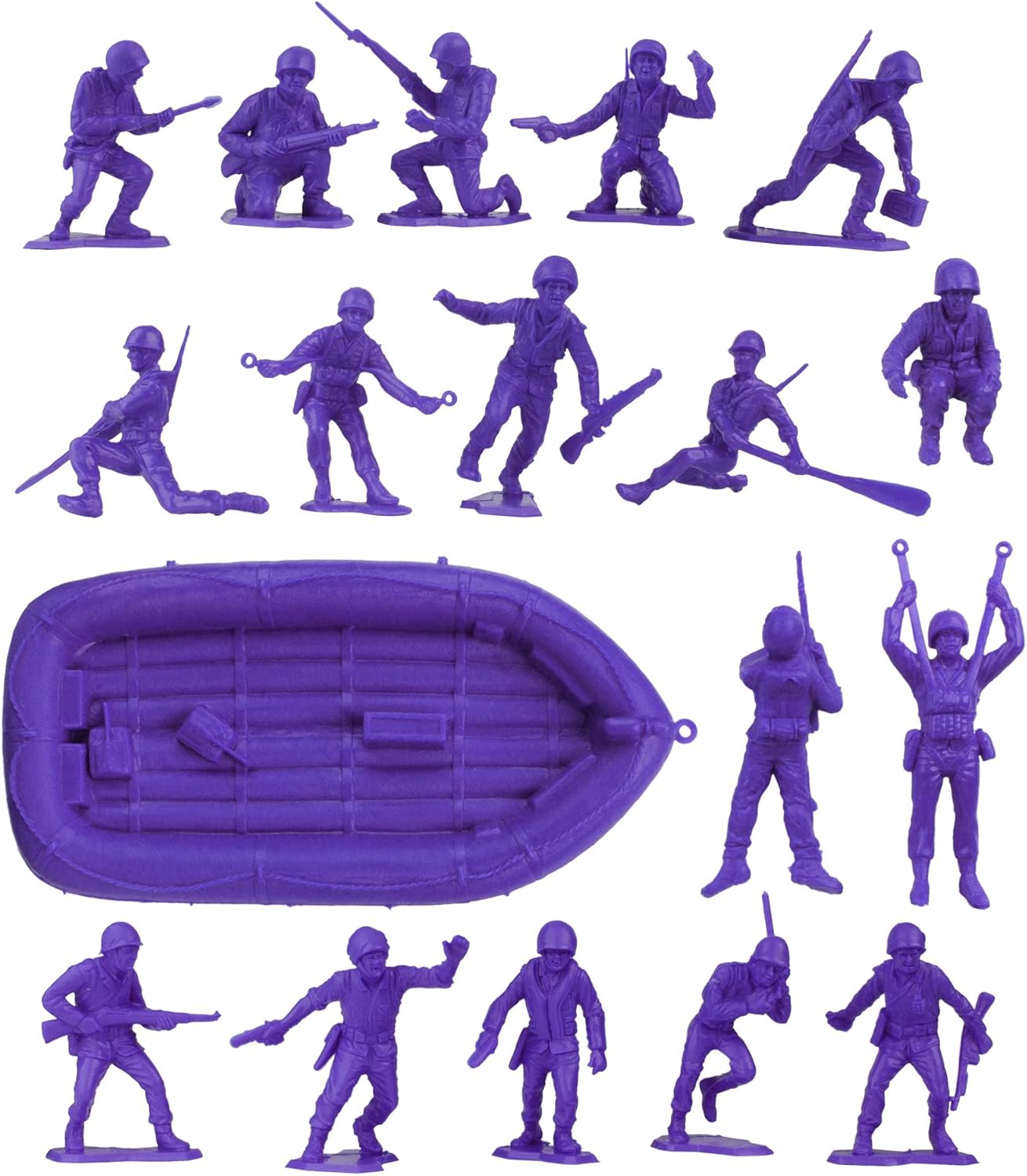BMC Marx Plastic Army Men US Soldiers – 31 figuras moradas de la Segunda Guerra Mundial – Fabricado en Estados Unidos