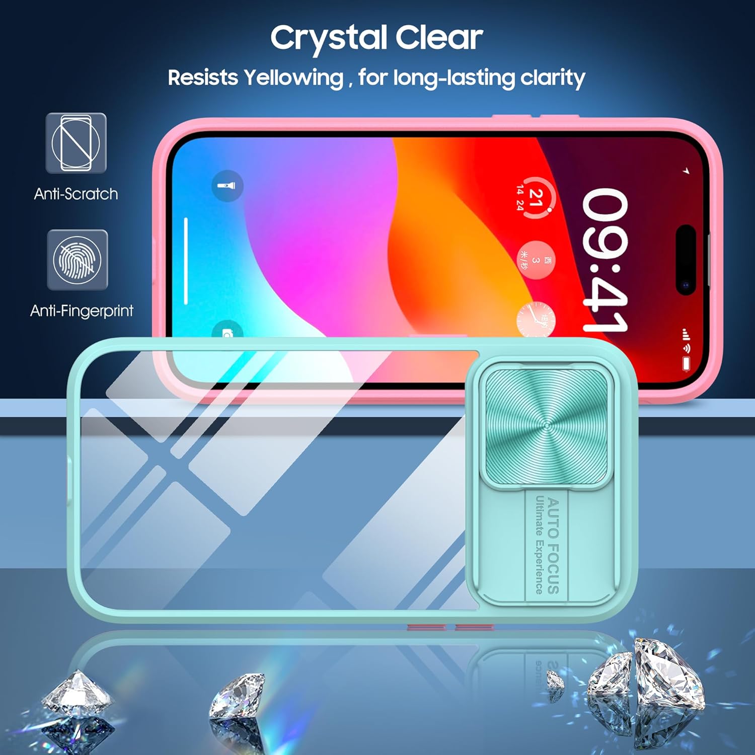 Asuwish Funda para iPhone 15 Pro Max de 6.7 pulgadas con protector de pantalla, protección completa, delgada, transparente, accesorios para celda de