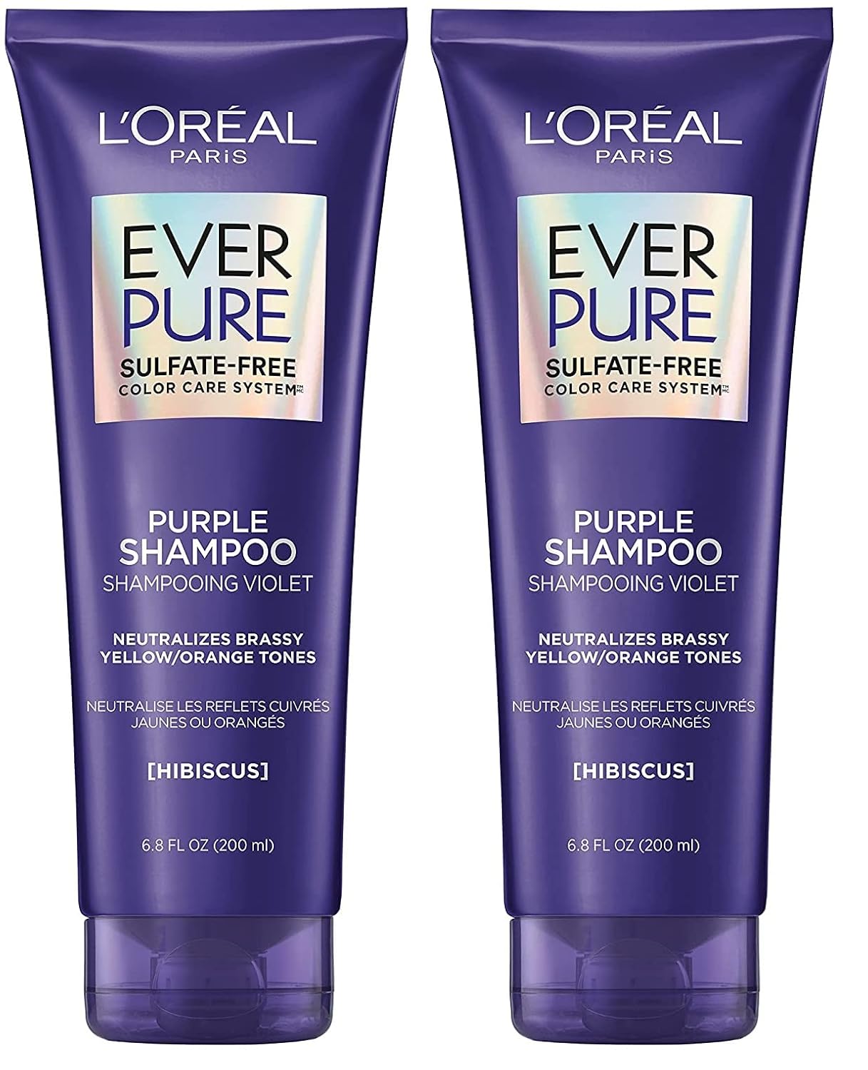 L’Oreal Paris Hair Care EverPure Champú morado tonificante de latón sin sulfato para cabello rubio, decolorado, plateado o marrón, 6.8 onzas