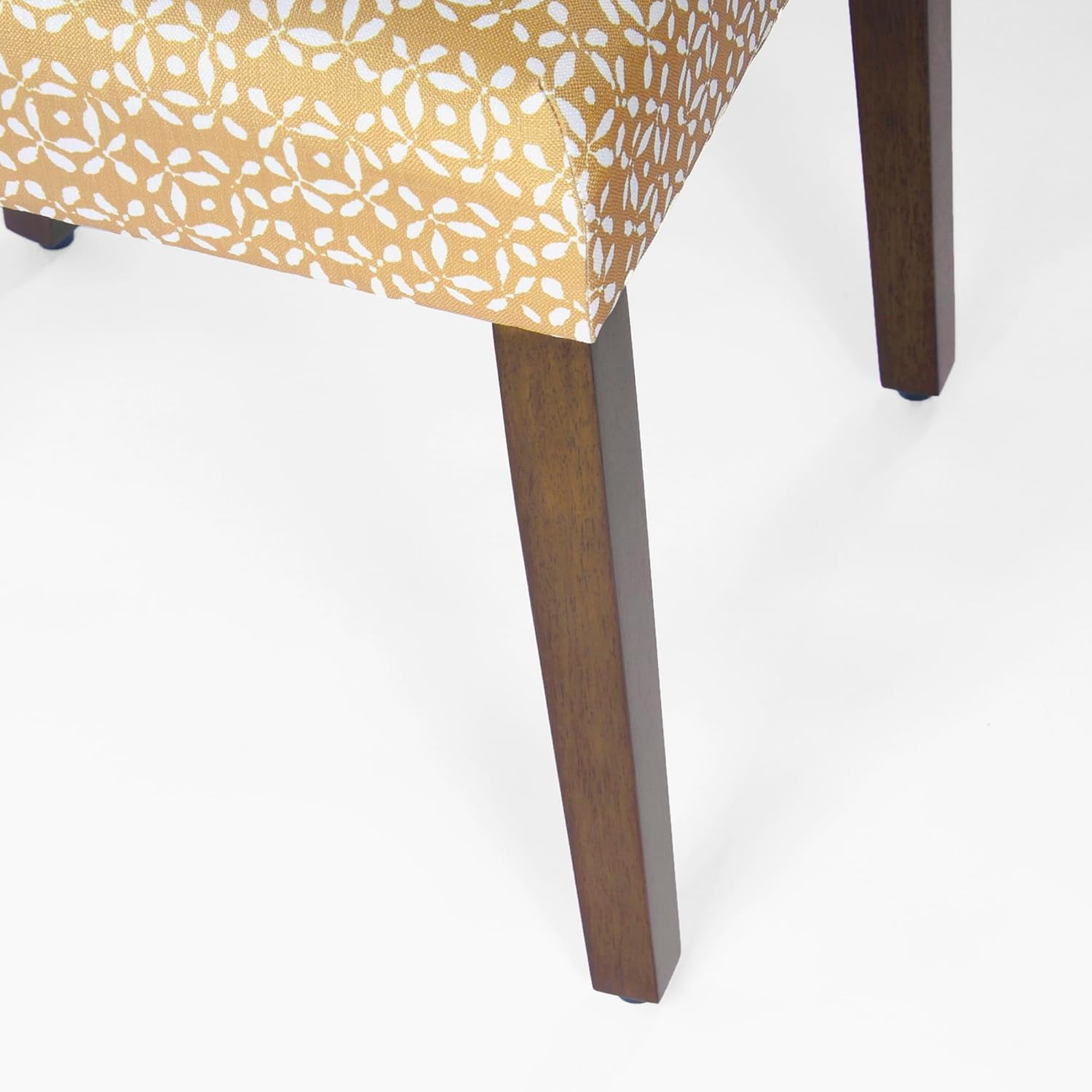HomePop Decoración del hogar con respaldo abierto, lado de tela, sillas de comedor para cocina y sala de estar, estampado amarillo dorado (juego de