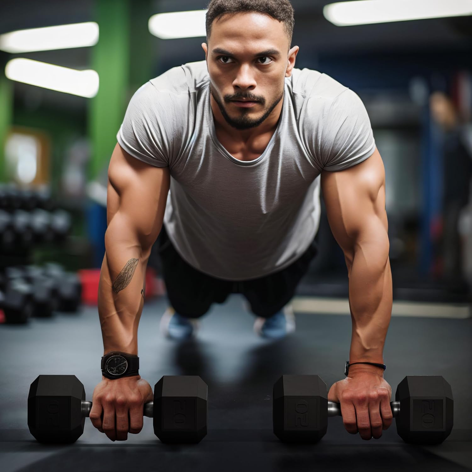 GRETERST Juego de mancuernas hexagonales con revestimiento de goma, pesas de mano para ejercicio y acondicionamiento físico para gimnasio en casa,