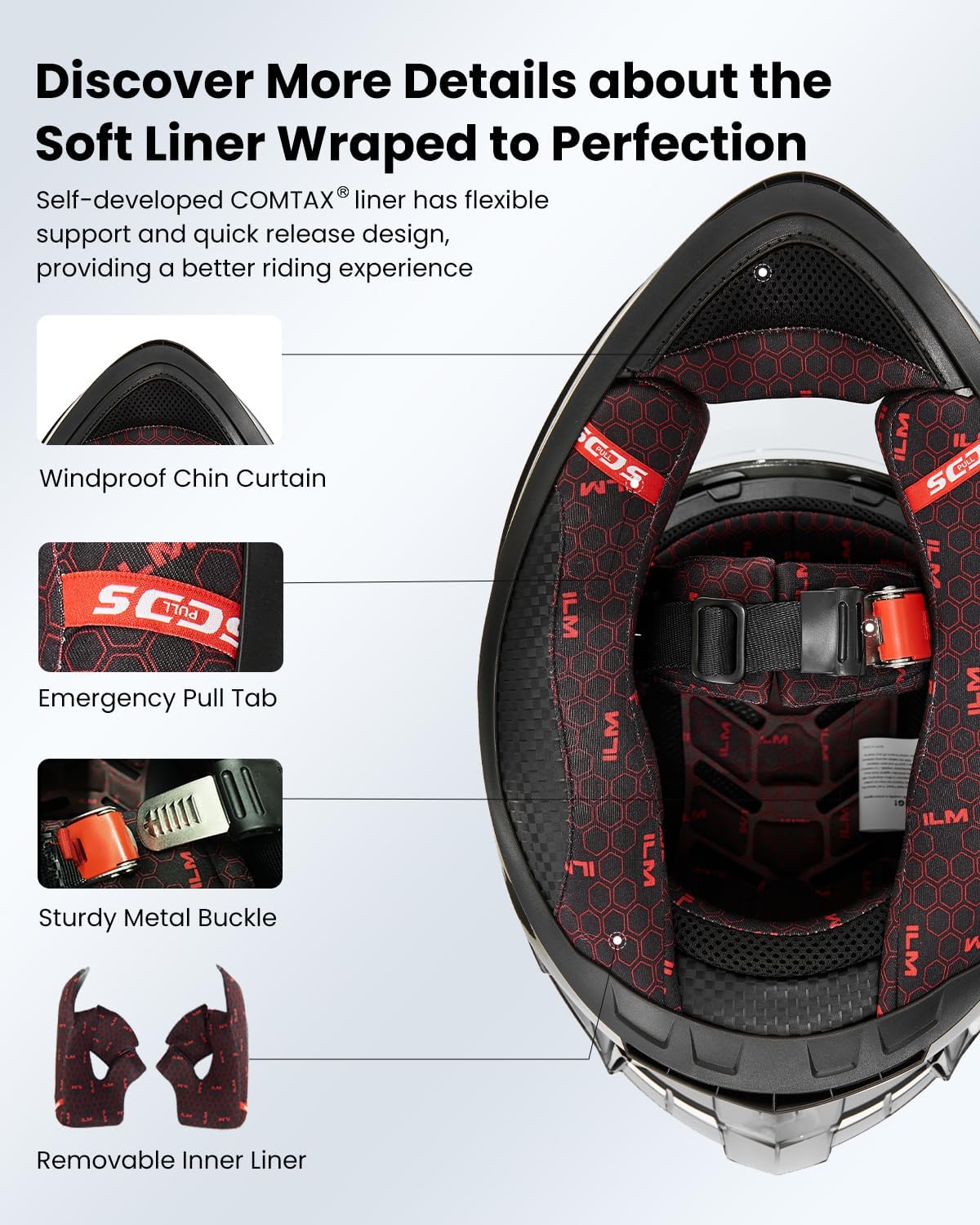 ILM Casco de motocicleta de cara completa con Pinlock compatible con viseras y aletas transparentes y tintadas, casco de motocross para bicicleta de