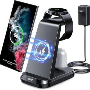 Wireless Charger for Samsung Phones Watch Earbuds (Not for Samsung Z Flip & A Series), SWIO 3 in 1 Charging Station for Samsung Watch 6543, S24 S23 Wireless Charger for Samsung Phones Watch Earbuds (Not for Samsung Z Flip & A Series), SWIO 3 in 1 Charging Station for Samsung Watch 6543, S24 S23