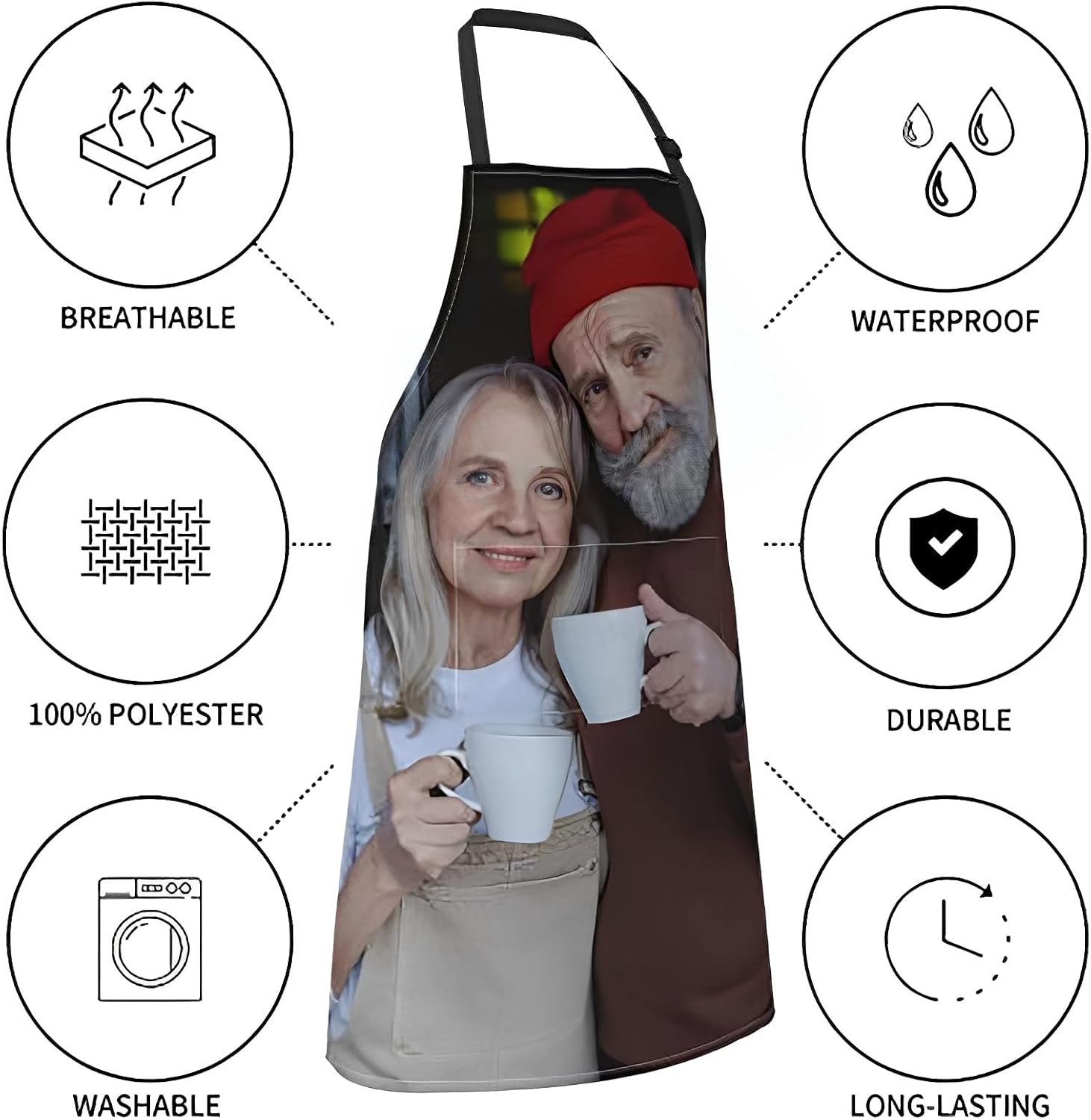 ZXGIFYNLFD Delantal personalizado para mujeres, delantal personalizado para hombres, añade tu imagentextologotipo, delantales para mujeres con