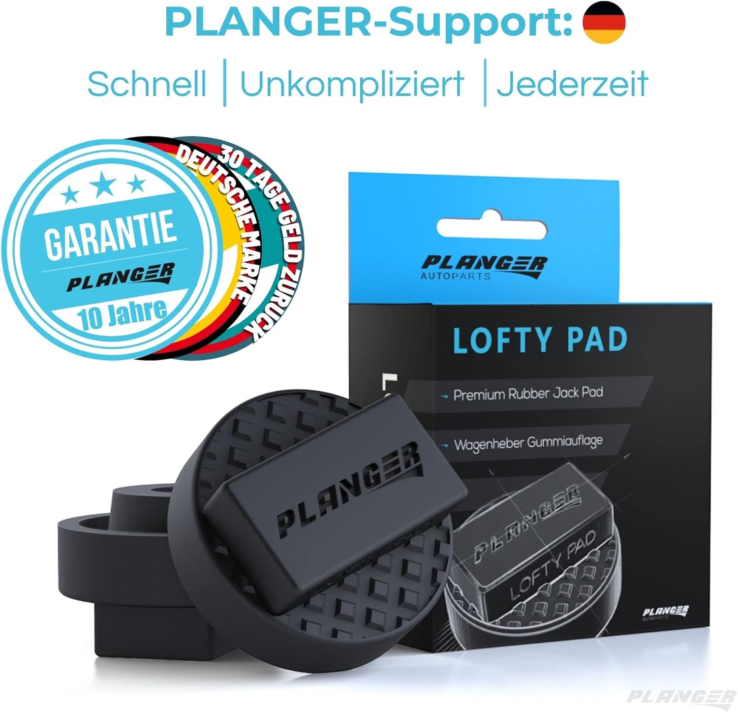 PLANGER – Lofty Pad Flat  Almohadilla de goma (para Mini y Opel)  Protege tu coche, SUV y suelda al levantarlo con un gato hidráulico de carro o