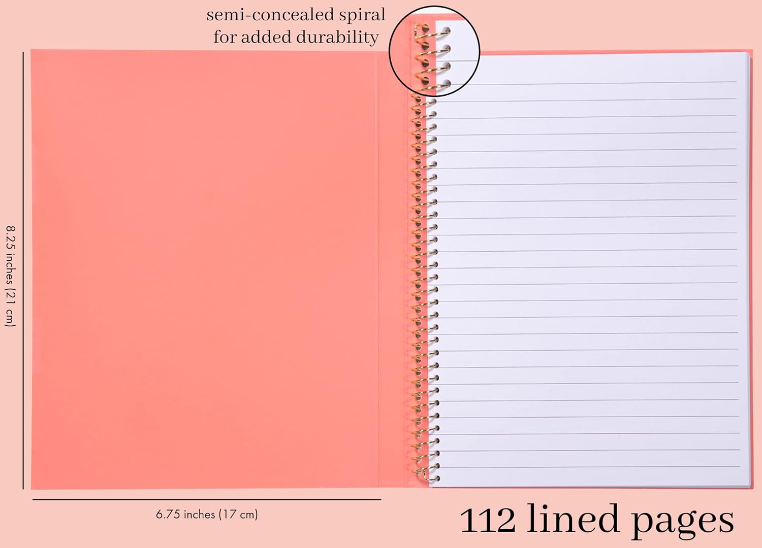 Kate Spade New York Cuaderno pequeño en espiral oculto, cuaderno de 8.25 x 6.75 pulgadas con 112 páginas a rayas, corazones de San Valentín