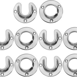 Wideskall Soporte de extremo de barra de acero inoxidable resistente con tornillos (cromo plateado, 5 juegos) Wideskall Soporte de extremo de barra de acero inoxidable resistente con tornillos (cromo plateado, 5 juegos)