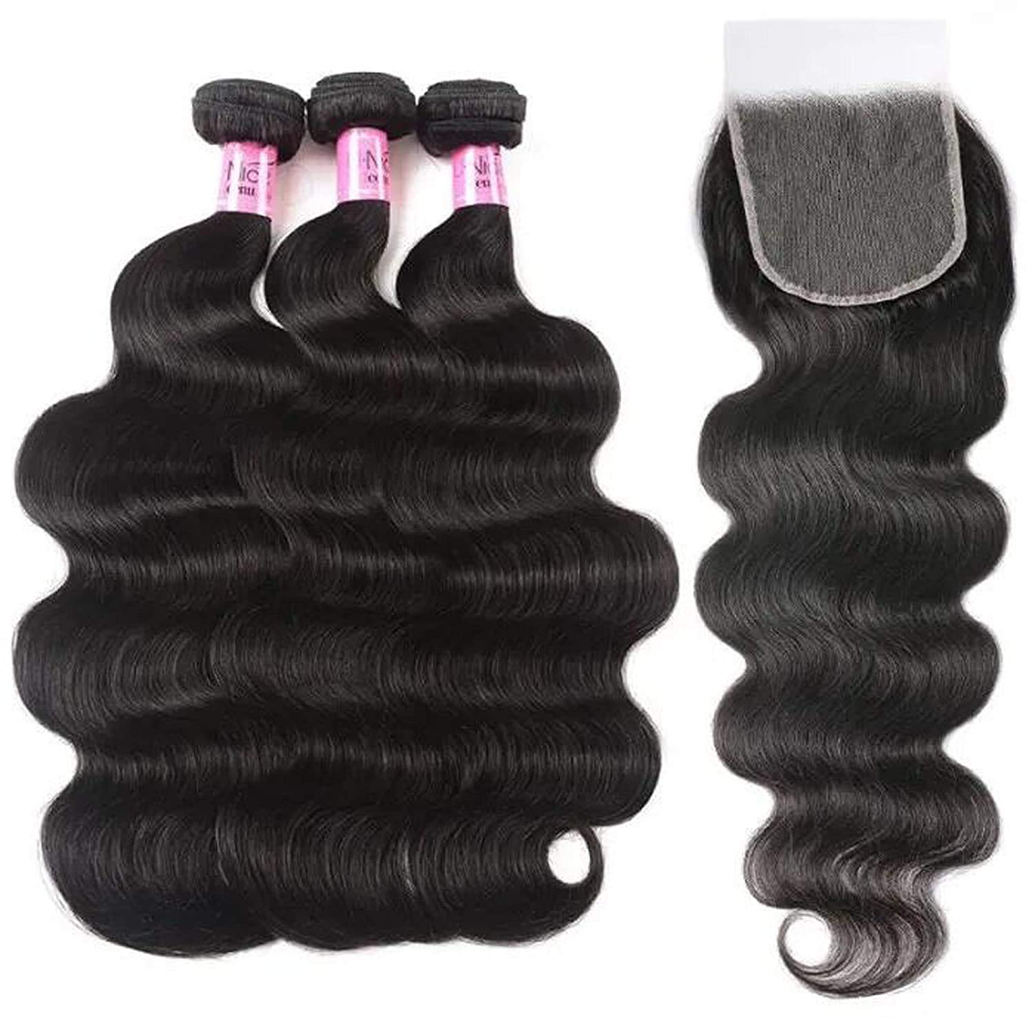Unice – Cabello ondulado brasileño 8A, cabello virgen, 3unidades, extensiones tejidas de 100% cabello humano, color natural, 3.3 a 3.5onzas (95 a