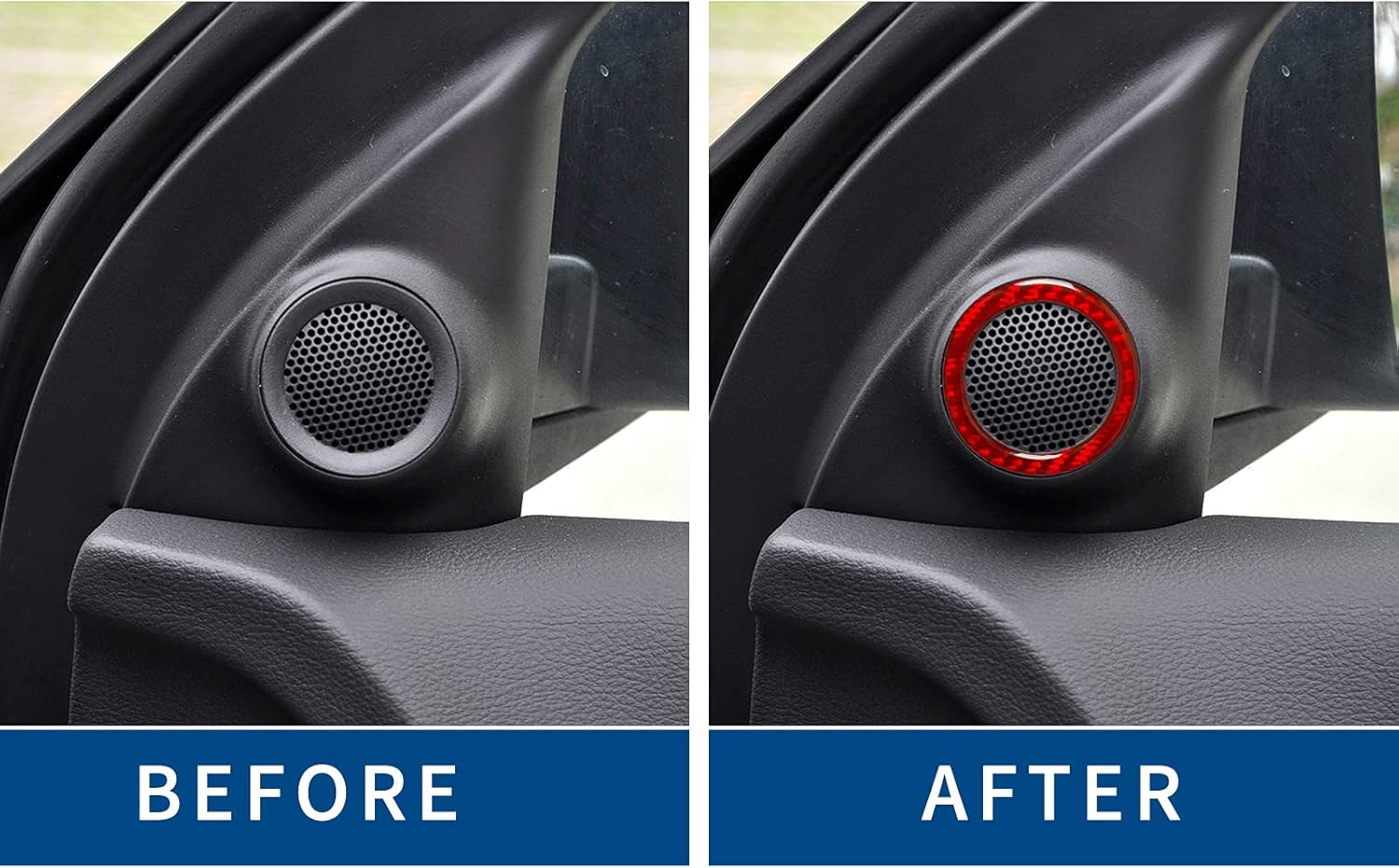 Anillos de altavoz de audio de fibra de carbono para puerta de automóvil, accesorios interiores, decoración compatible con Jeep Grand Cherokee 2021