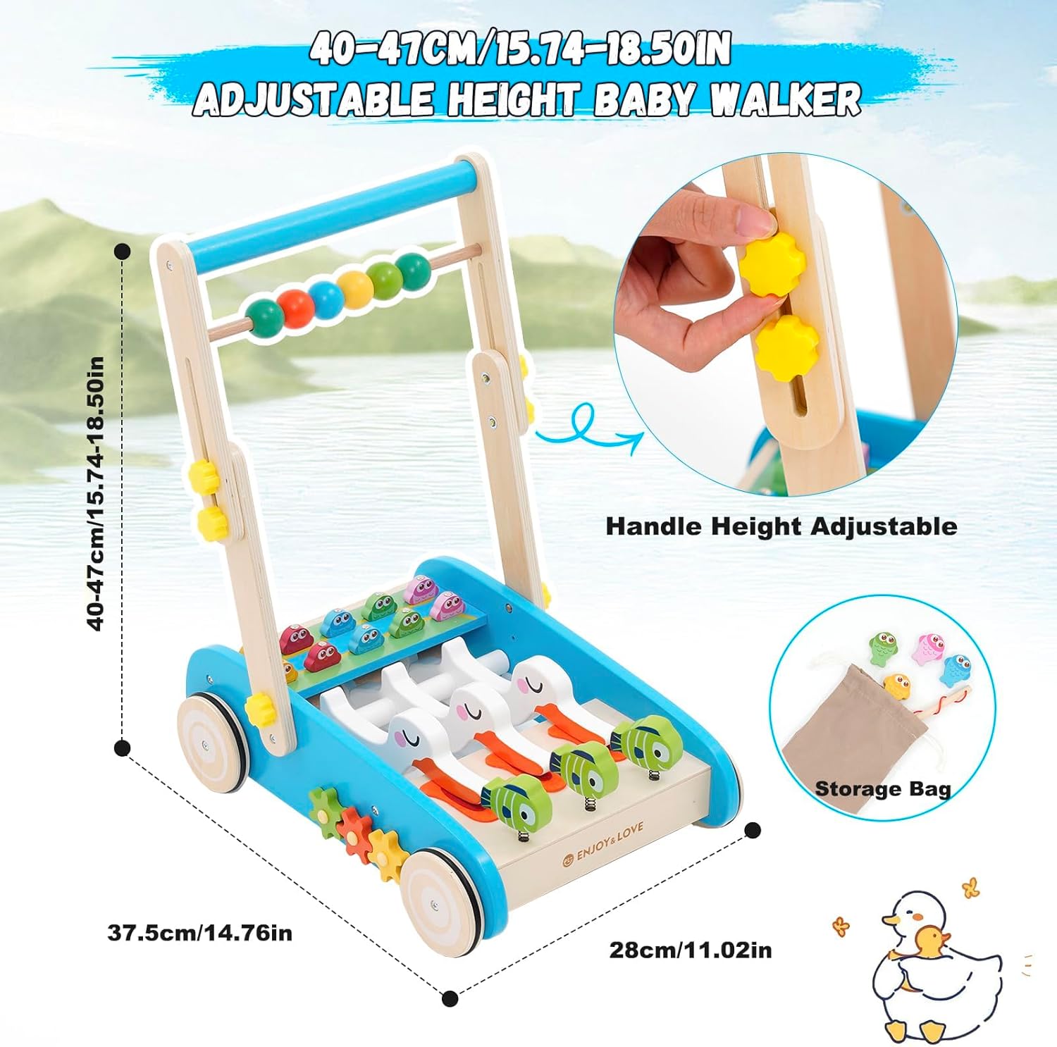 Juguete de empuje de madera para bebé, andador de empuje, centro de actividades para bebés, juguete de aprendizaje sentado a pie, caminantes de