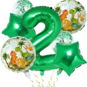 Decoraciones de globos de dinosaurio de 2 cumpleaños para niños, globo verde número 2 para decoración de cumpleaños de niños, dinosaurio rancho Decoraciones de globos de dinosaurio de 2 cumpleaños para niños, globo verde número 2 para decoración de cumpleaños de niños, dinosaurio rancho
