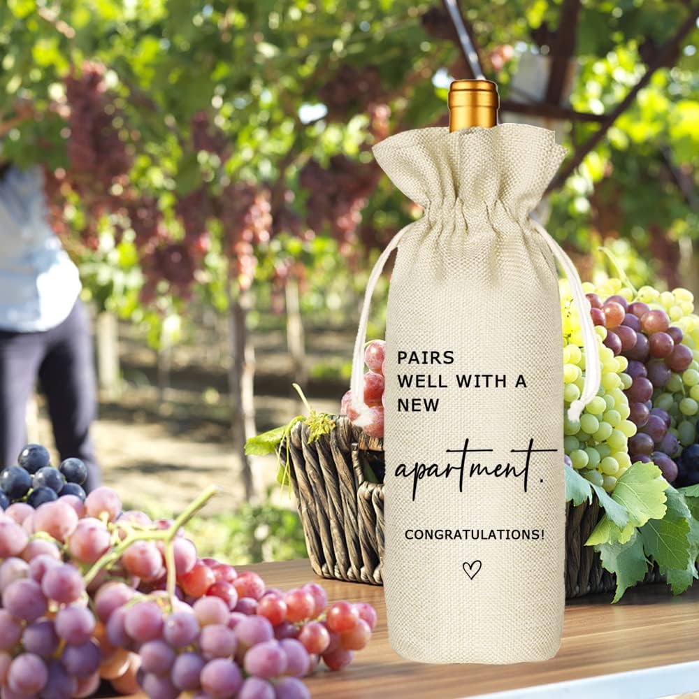 Socive Combina bien con una nueva bolsa de vino de apartamento, regalo de inauguración de la casa, regalo para él, regalo para ella, nueva bolsa de