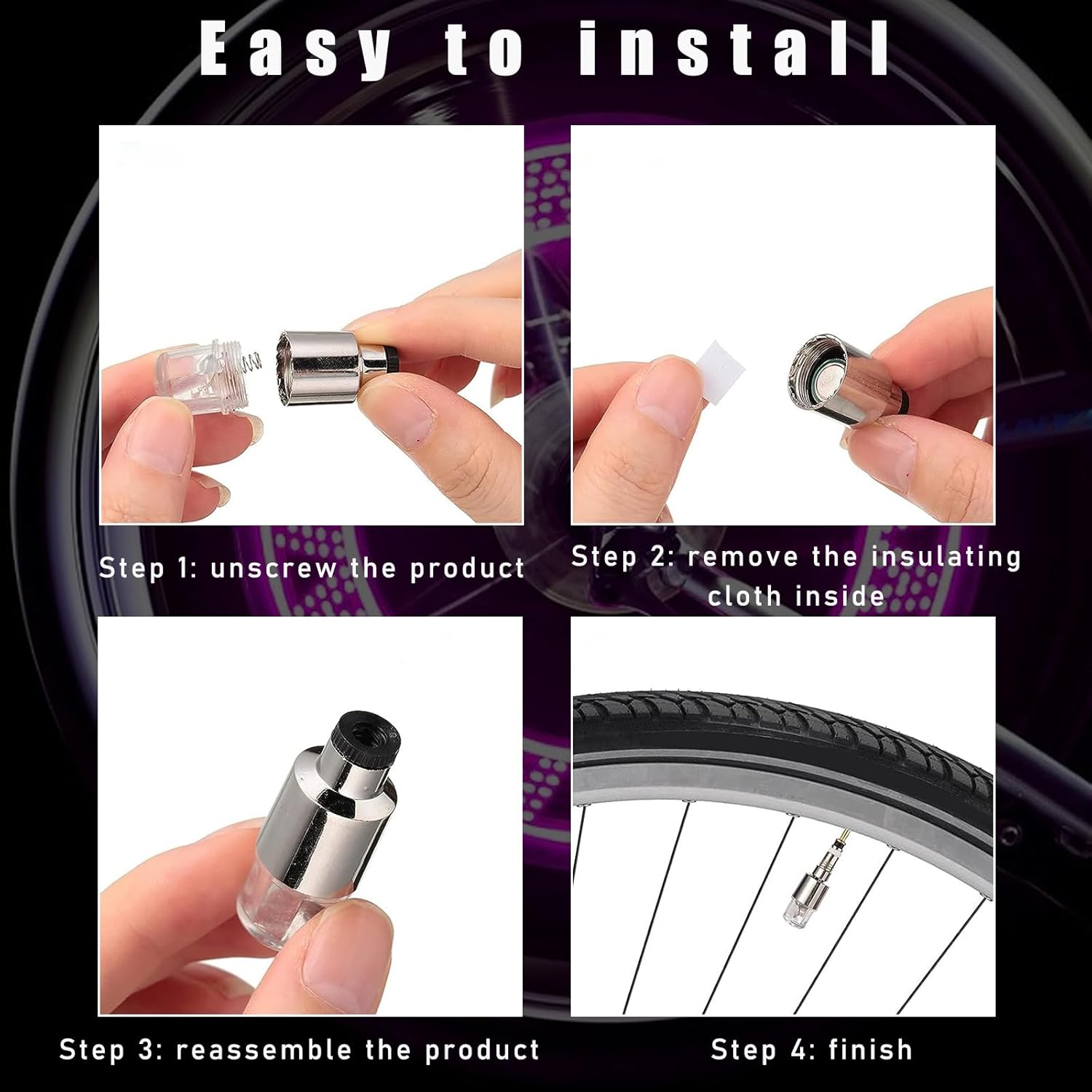 6 luces LED de tapa de vástago de válvula de neumático, bombillas de neón con luz intermitente, luces de válvula de neumático, tapones antipolvo