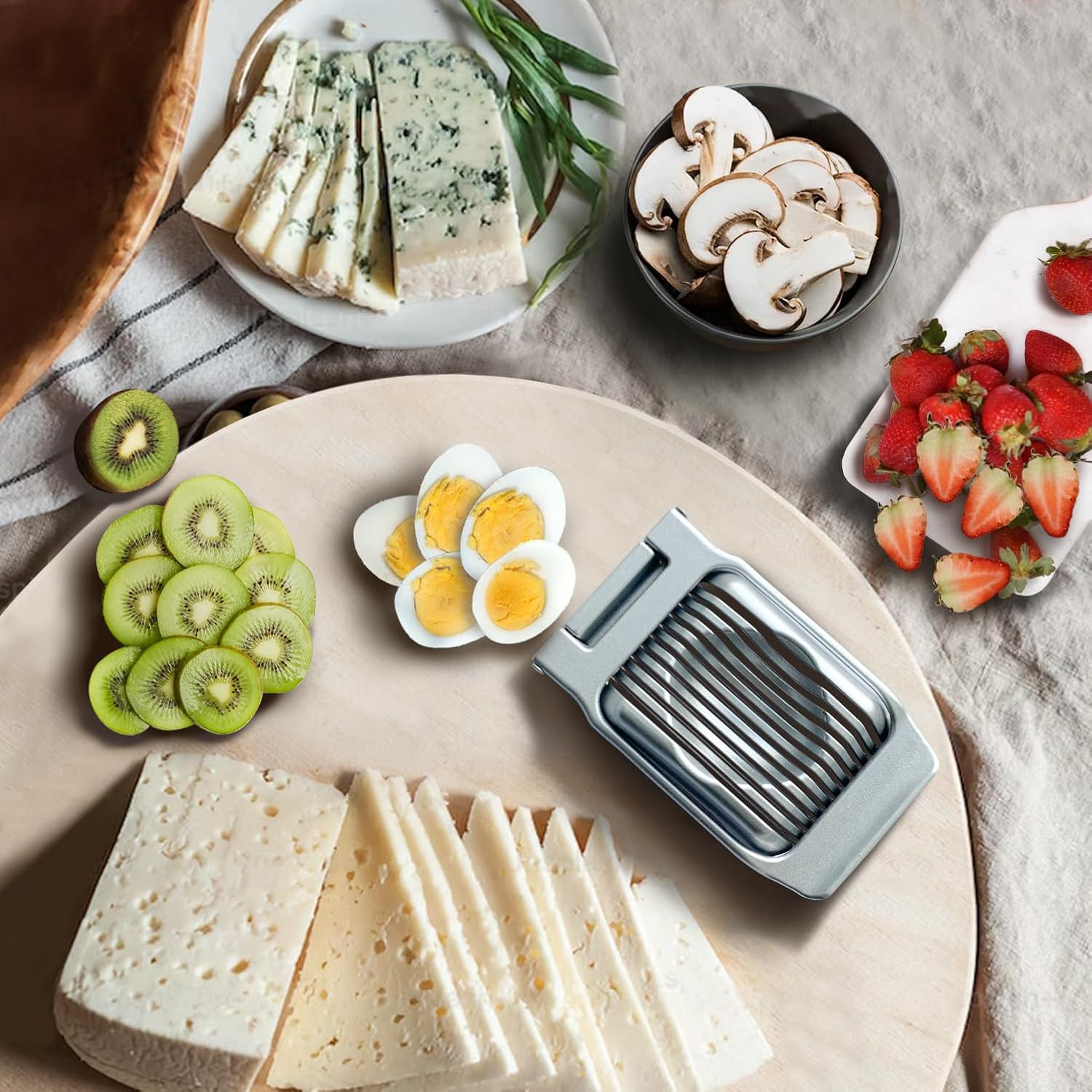 Cortador de huevos para huevos duros duros Cortador de huevos de fruta resistente con alambre de acero inoxidable