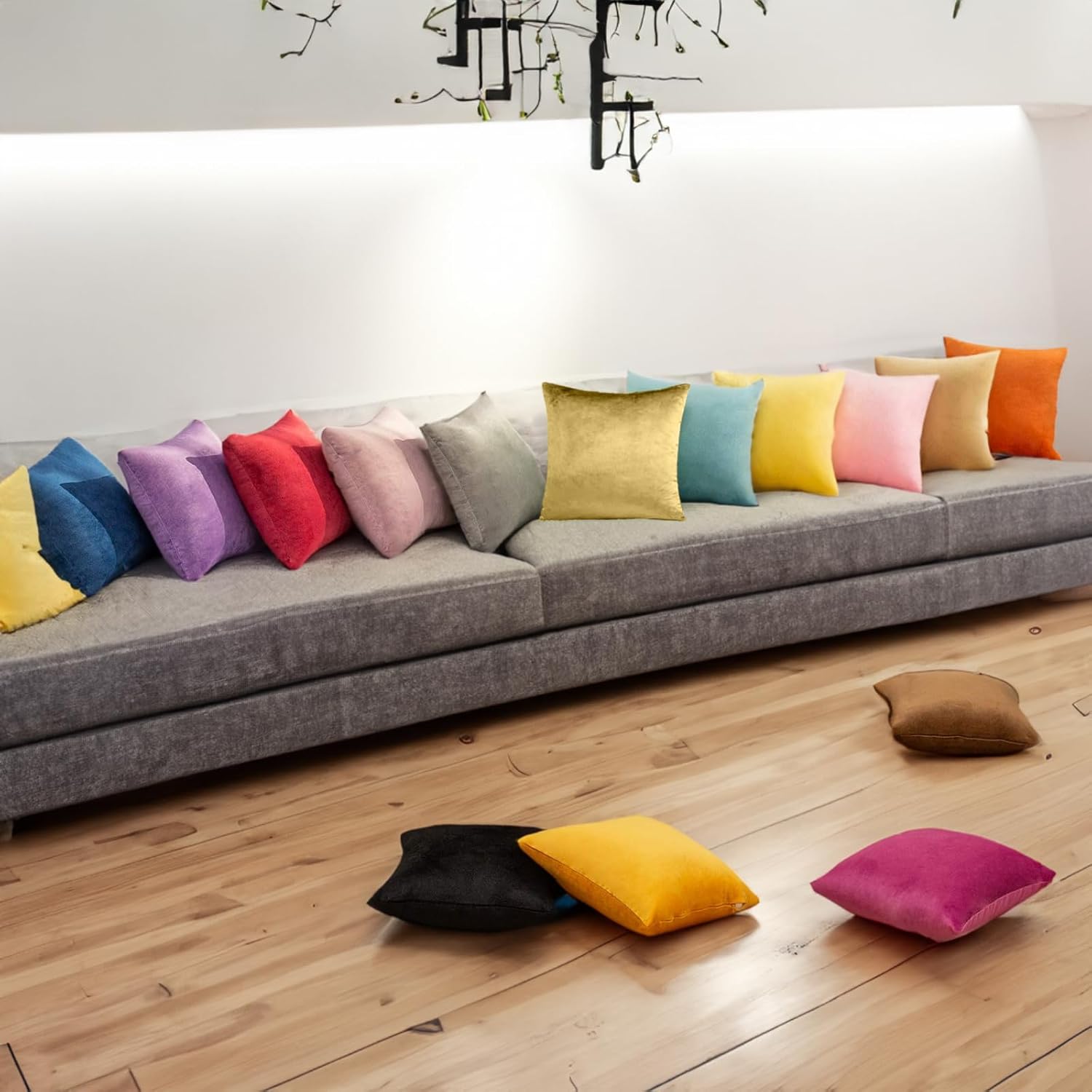 FULDGAENR Juego de 2 fundas de almohada de terciopelo de 16 x 16 pulgadas para sofá y sofá, fundas de almohada decorativas doradas cuadradas de 16 x
