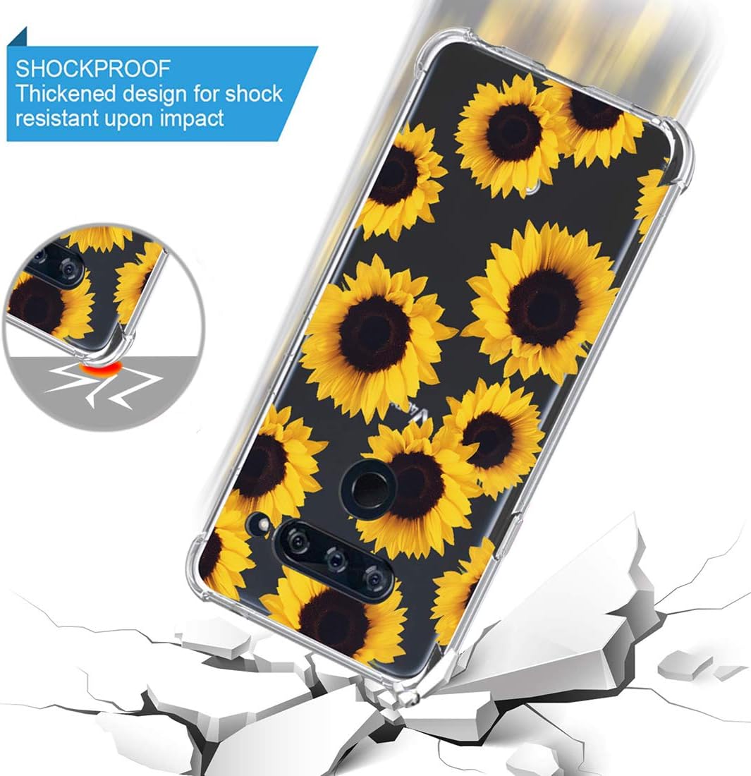 Funda para LG V40, para LG V40 ThinQ con flores, a prueba de golpes, transparente, suave, flexible, TPU delgada, funda para LG V40para LG V40 ThinQ