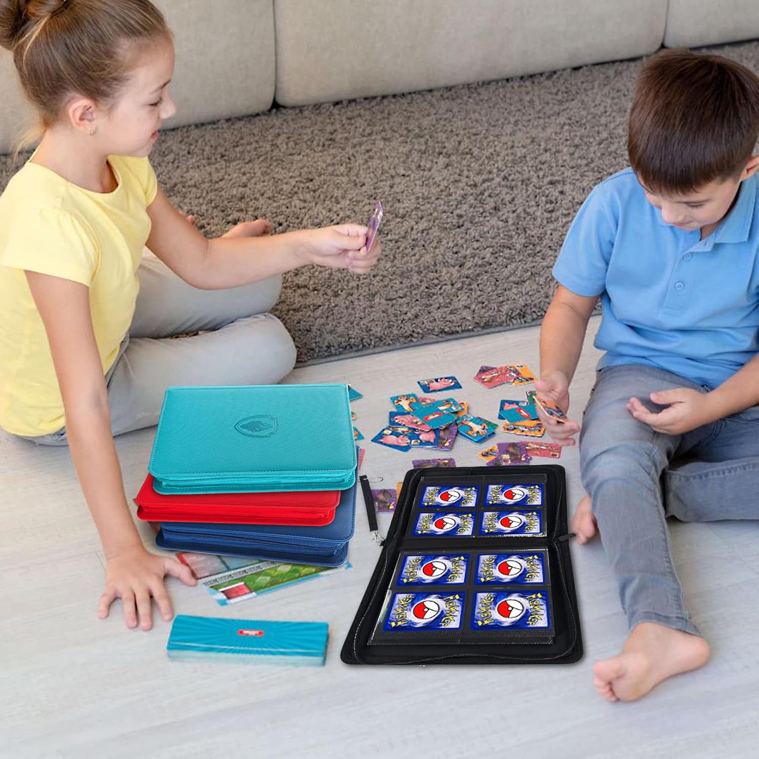 Carpeta de 4 bolsillos para 320 tarjetas, carpeta de tarjetas coleccionables con cremallera premium, carpeta portátil de colección de tarjetas de