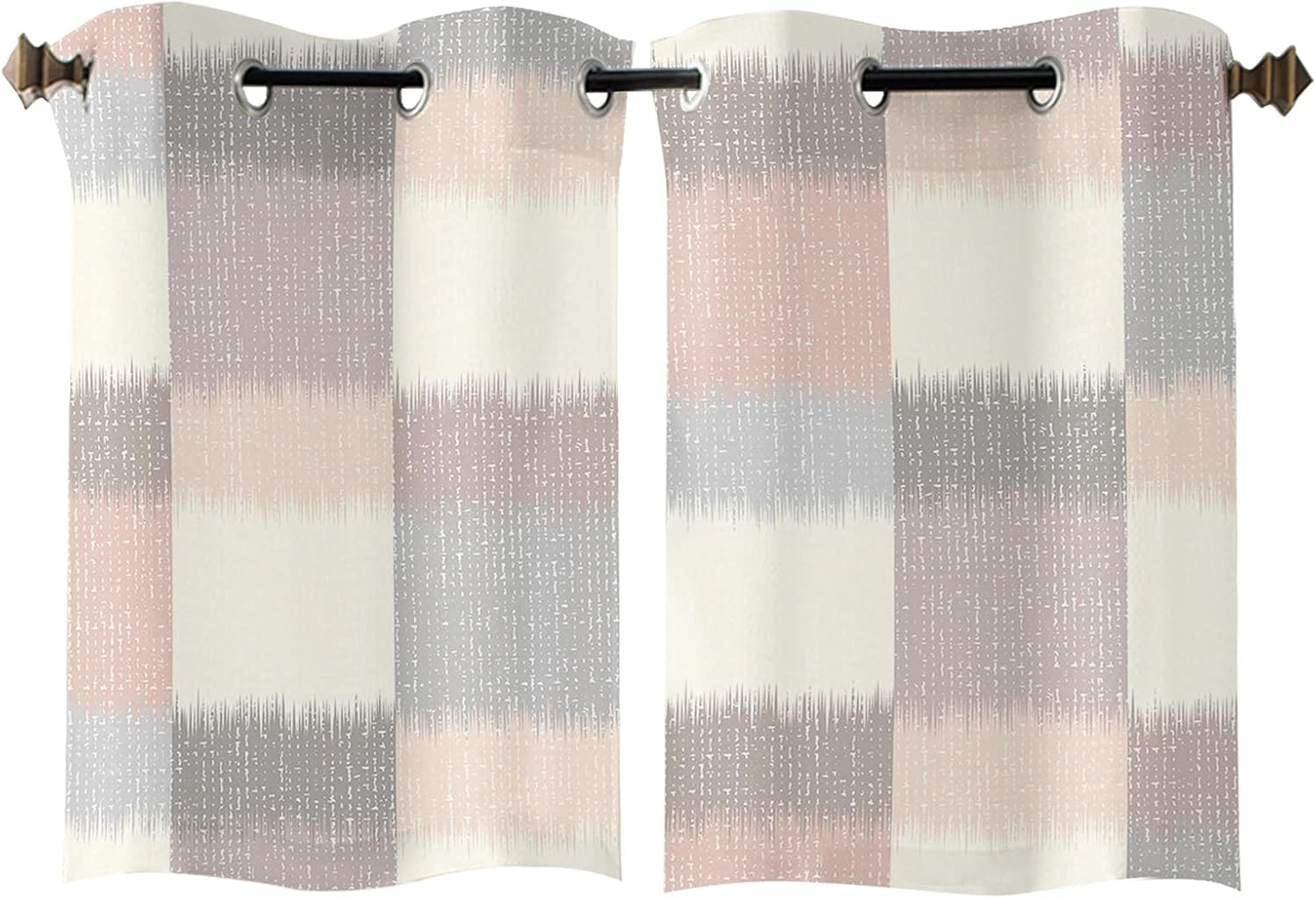Libaoge Curtains Panels for Kitchen Modern Abstract Geometric Pink Window Curtains Light Filtering Grommet Top Drapes for Bedroom Closet-Set of 2