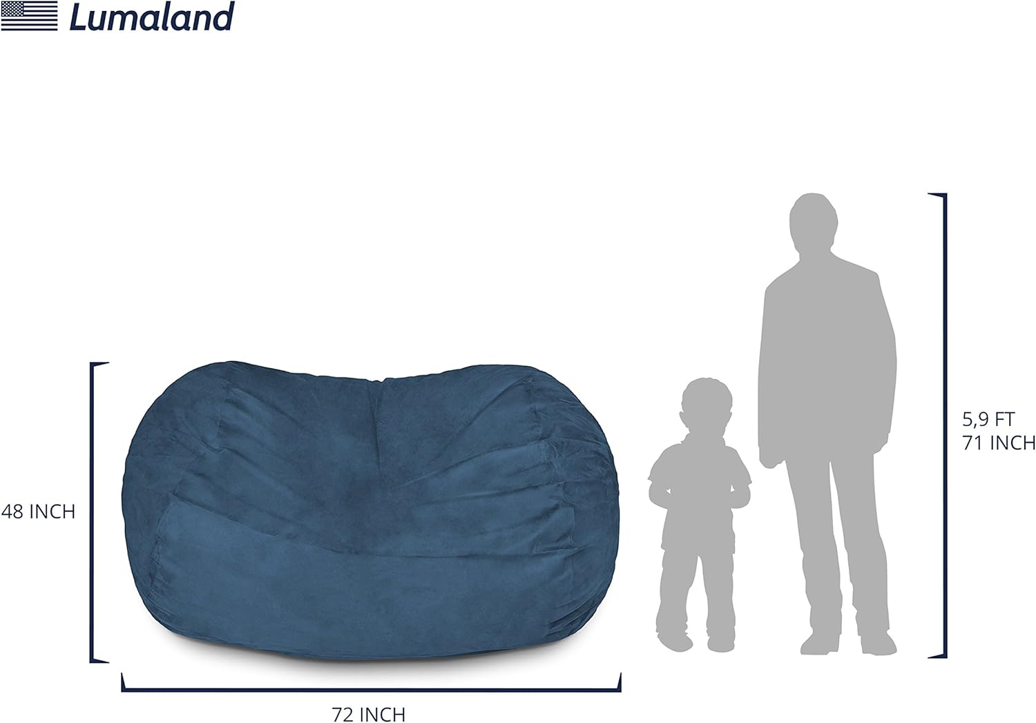 Lumaland – Puf de lujo con funda de microgamuza en diferentes tamaños y colores, lavable a máquina, sirve como sofá grande y sofá cama gigante para