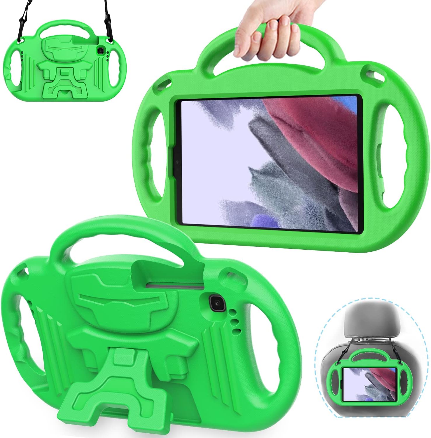 AVAWO Funda infantil para Samsung Galaxy Tab A7 Lite de 8.7 pulgadas 2021, soporte ligero a prueba de golpes con correa, material protector de goma