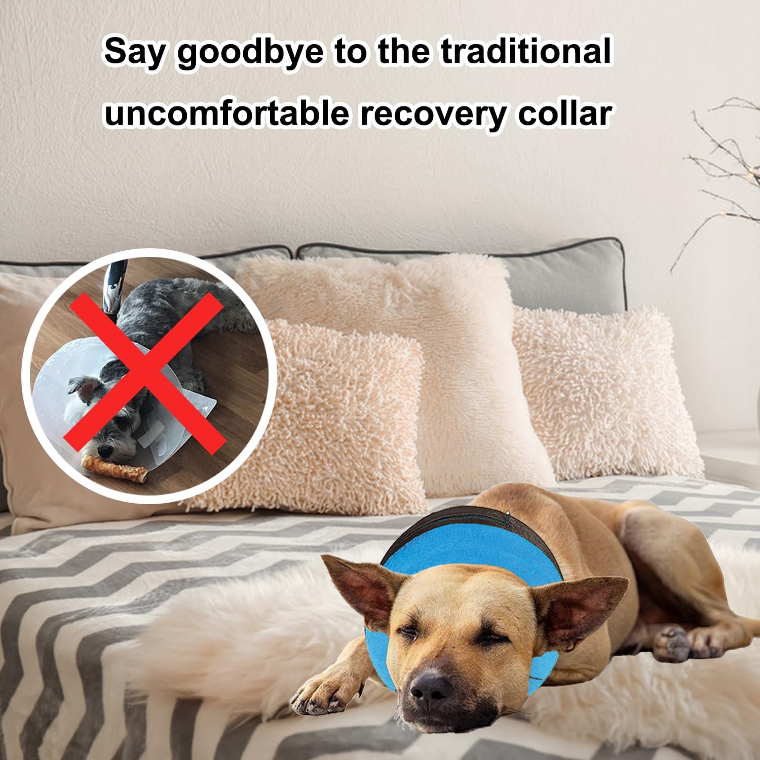 Collar de cono para perro para después de la cirugía, cono inflable para perro, suave protector para perro, cuello de dona, collar alternativo para
