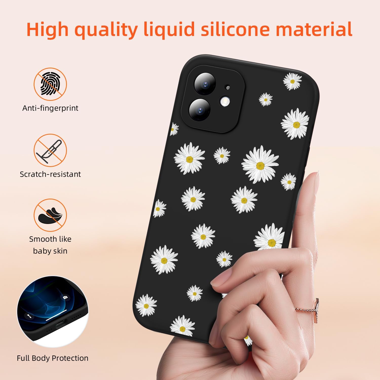 Inber Funda para iPhone 12 con diseños modernos de moda, protector de lente de cámara, funda protectora de goma de gel de silicona suave y sedosa