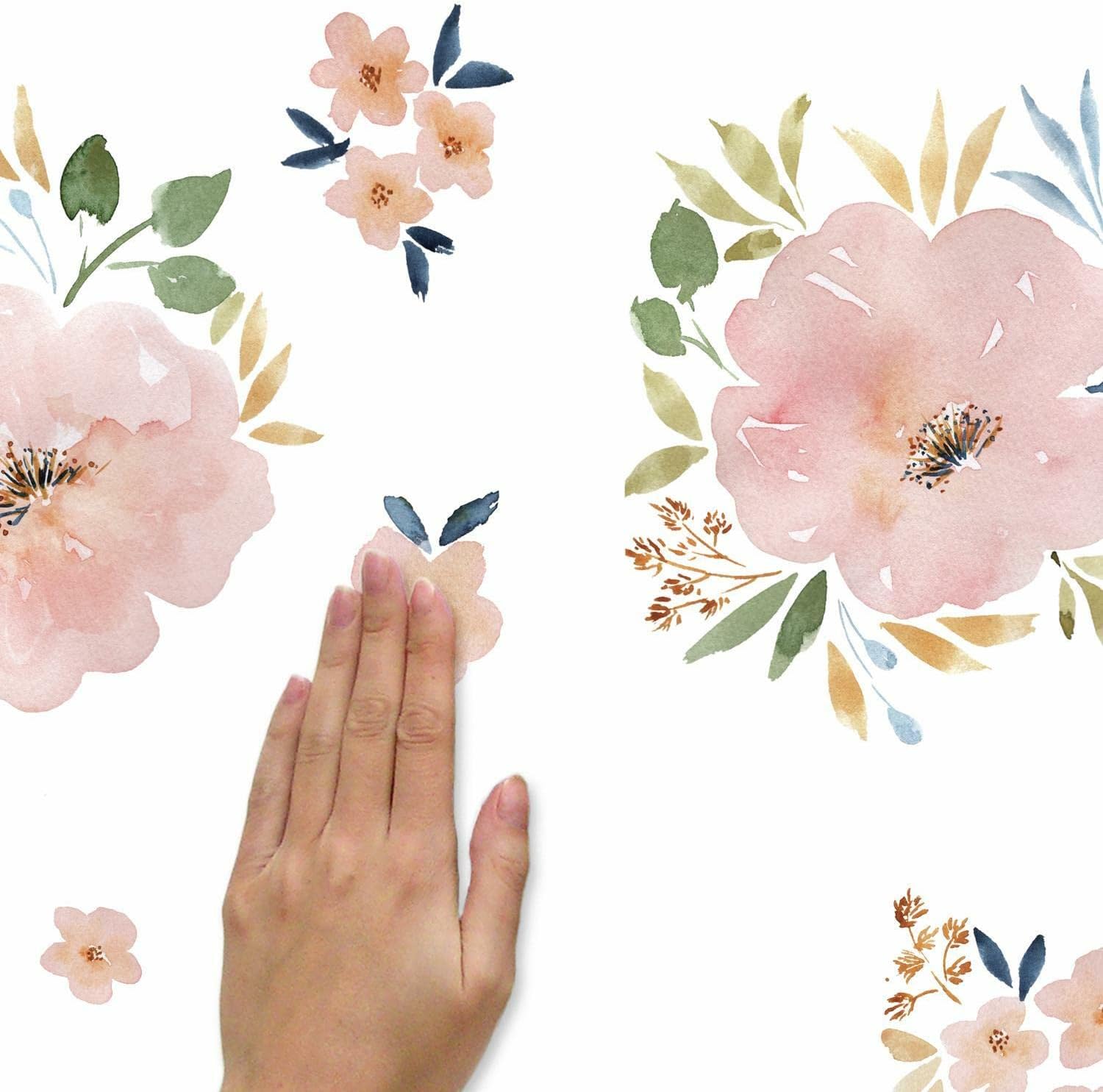 RoomMates RMK5109SCS Beth Schneider Sweet Blooms – Calcomanías de pared para acuarela