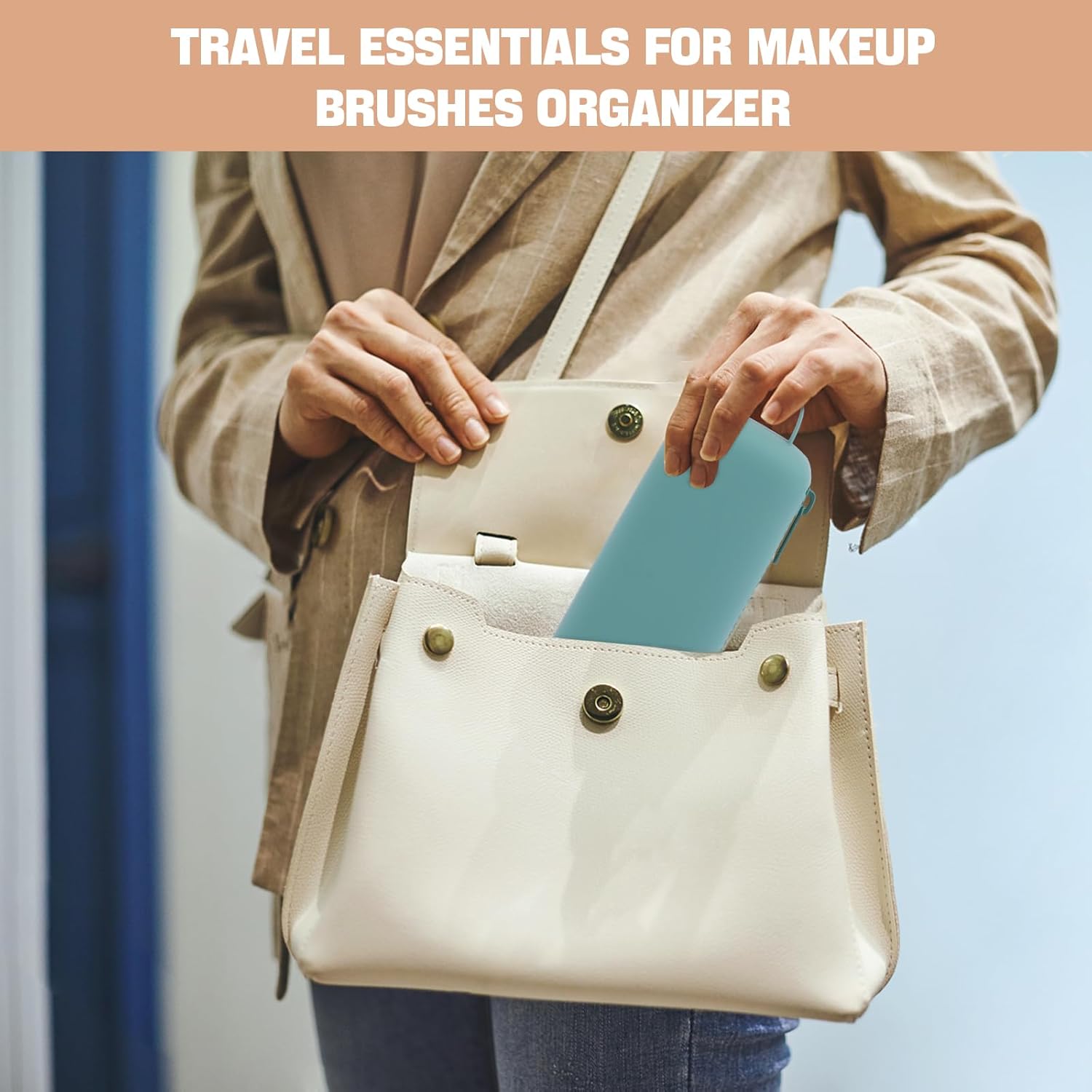 Estuche de silicona para brochas de maquillaje, bolsa de cosméticos de viaje, organizador de maquillaje con cremallera para viajes, artículos de