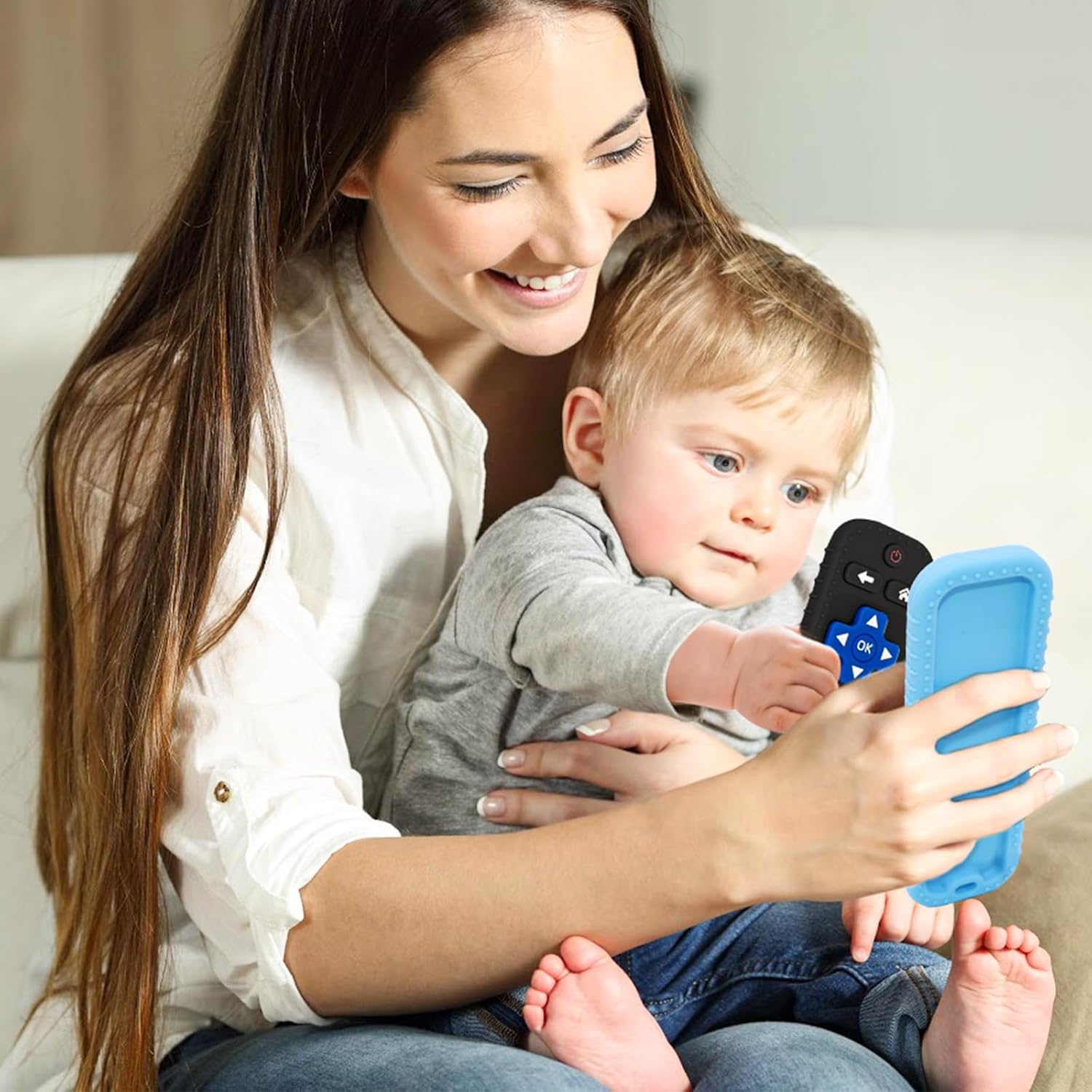 Juguetes de dentición para bebés, juego de 8 mordedores para 0-6, 3-6 meses y 6-12 meses, 2 mordedores con forma de control remoto, campana,