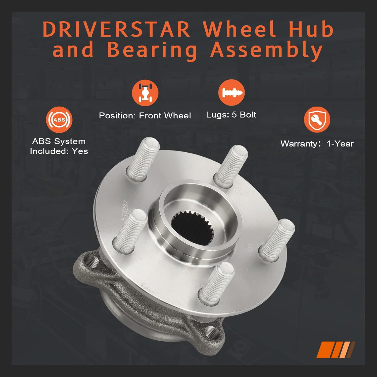 DRIVESTAR 513287 Buje de rueda delantera y conjunto de rodamientos conductorpasajero para Toyota Priuspara Toyota Prius Plug-in 2010-2015, 2011-2016